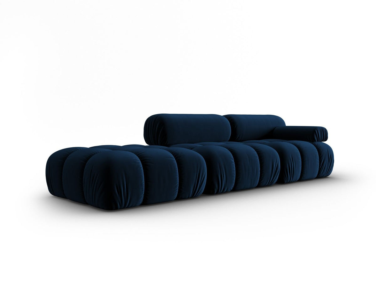 Cortina Samt-Modulsofa links 4-Sitzer 94cm von Cosmopolitan Design in Pink-Bluvel mit Massivholzrahmen und schwarzen Kunststoffbeinen.