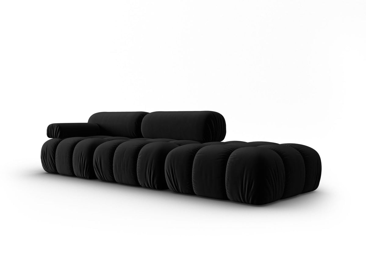 Cortina Samt-Modulsofa links 4-Sitzer 94cm von Cosmopolitan Design in Pink-Bluvel mit Massivholzrahmen und schwarzen Kunststoffbeinen.