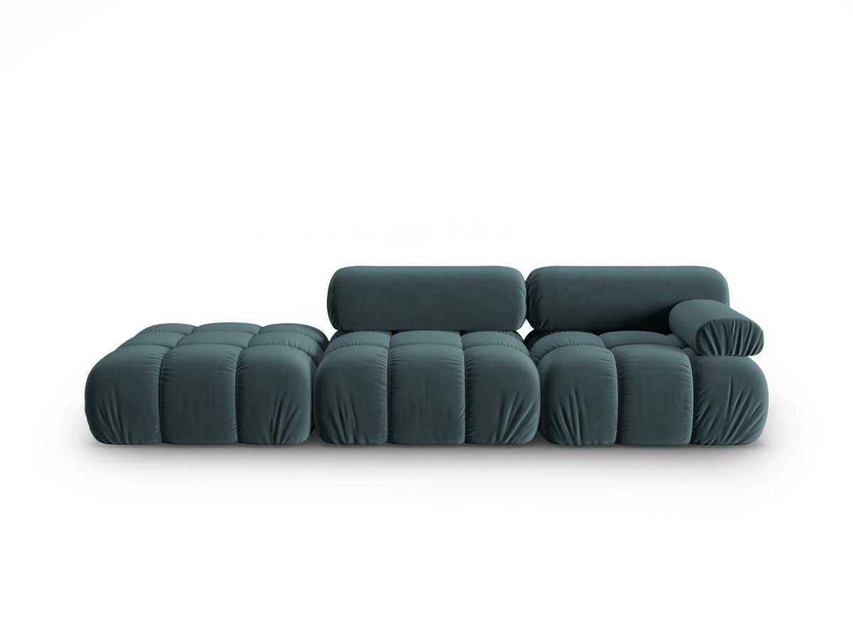 Cortina Samt-Modulsofa links 4-Sitzer 94cm von Cosmopolitan Design in Pink-Bluvel mit Massivholzrahmen und schwarzen Kunststoffbeinen.