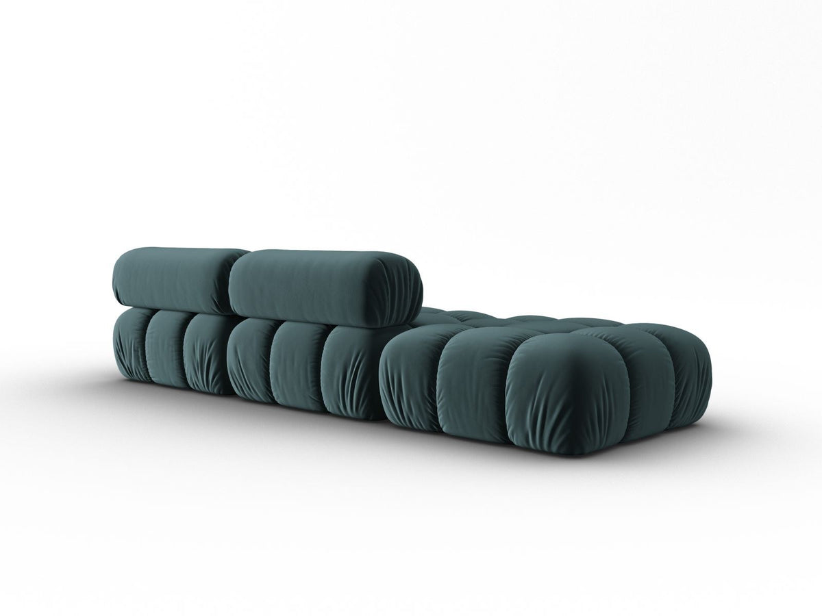 Cortina Samt-Modulsofa links 4-Sitzer 94cm von Cosmopolitan Design in Pink-Bluvel mit Massivholzrahmen und schwarzen Kunststoffbeinen.