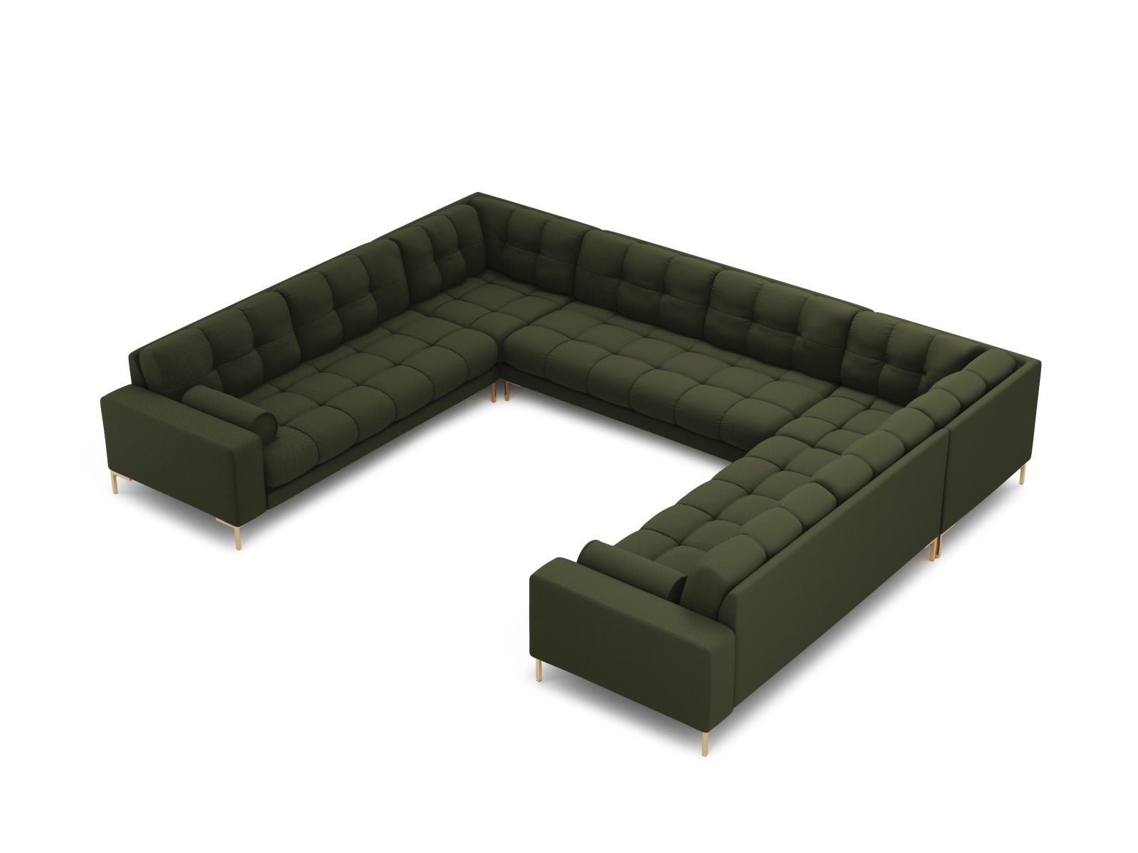 Elegantes 9-Sitzer Ecksofa Bali in frischem Grünton, ideal für gesellige Abende und stilvolle Einrichtungsideen.