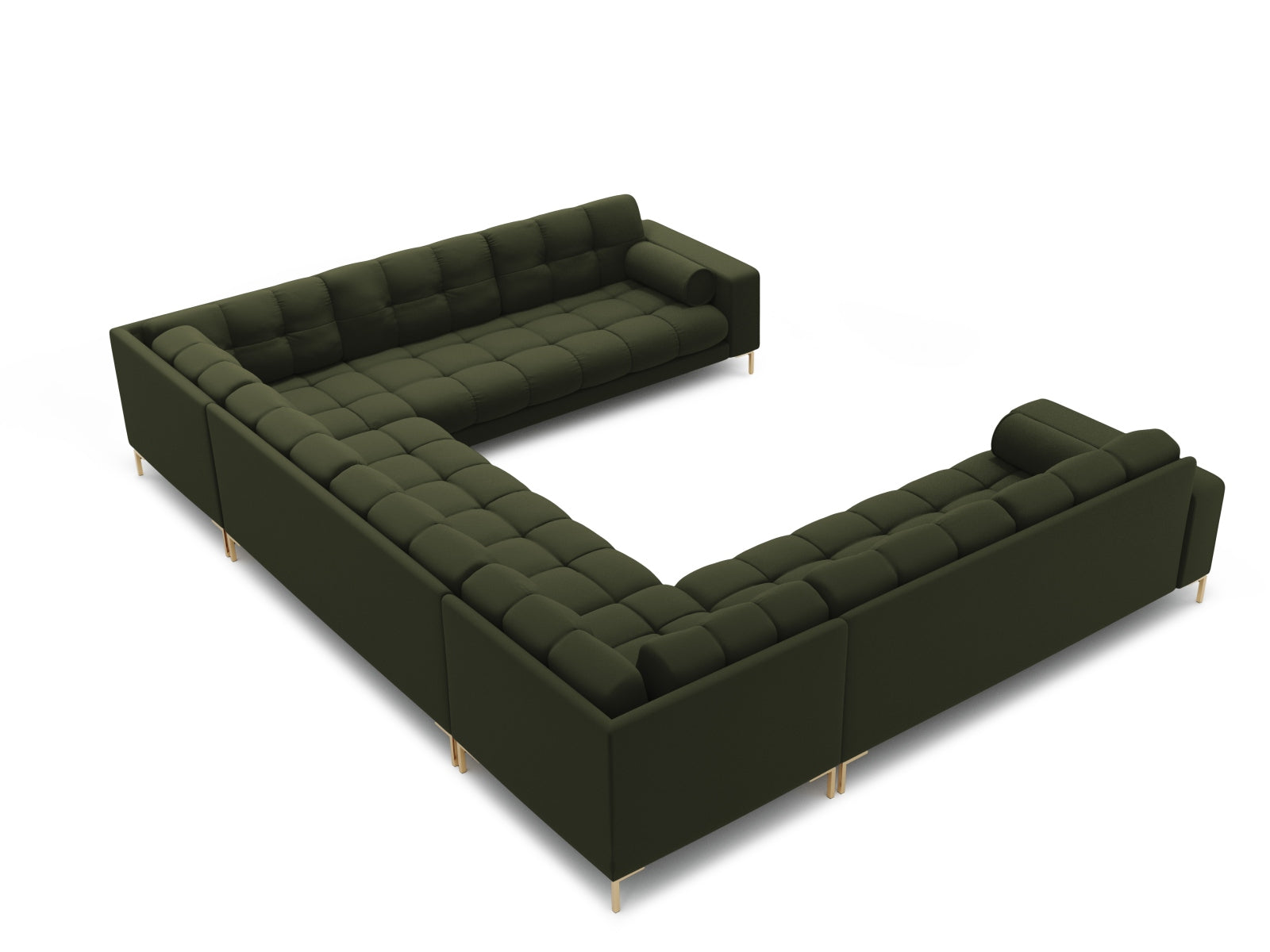 Geräumiges 9-Sitzer Panoramic Sofa Bali in modernem Grünton, perfekt für entspannte Zusammenkünfte und stilvolle Wohnräume.