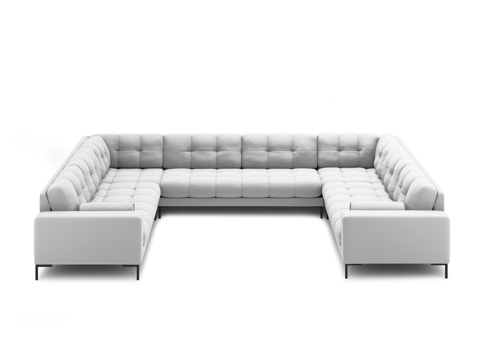 Elegantes 9-Sitzer Panoramic Sofa Bali in hellem Grau, ideal für stilvolle Wohnräume, präsentiert von Cosmopolitan Design.
