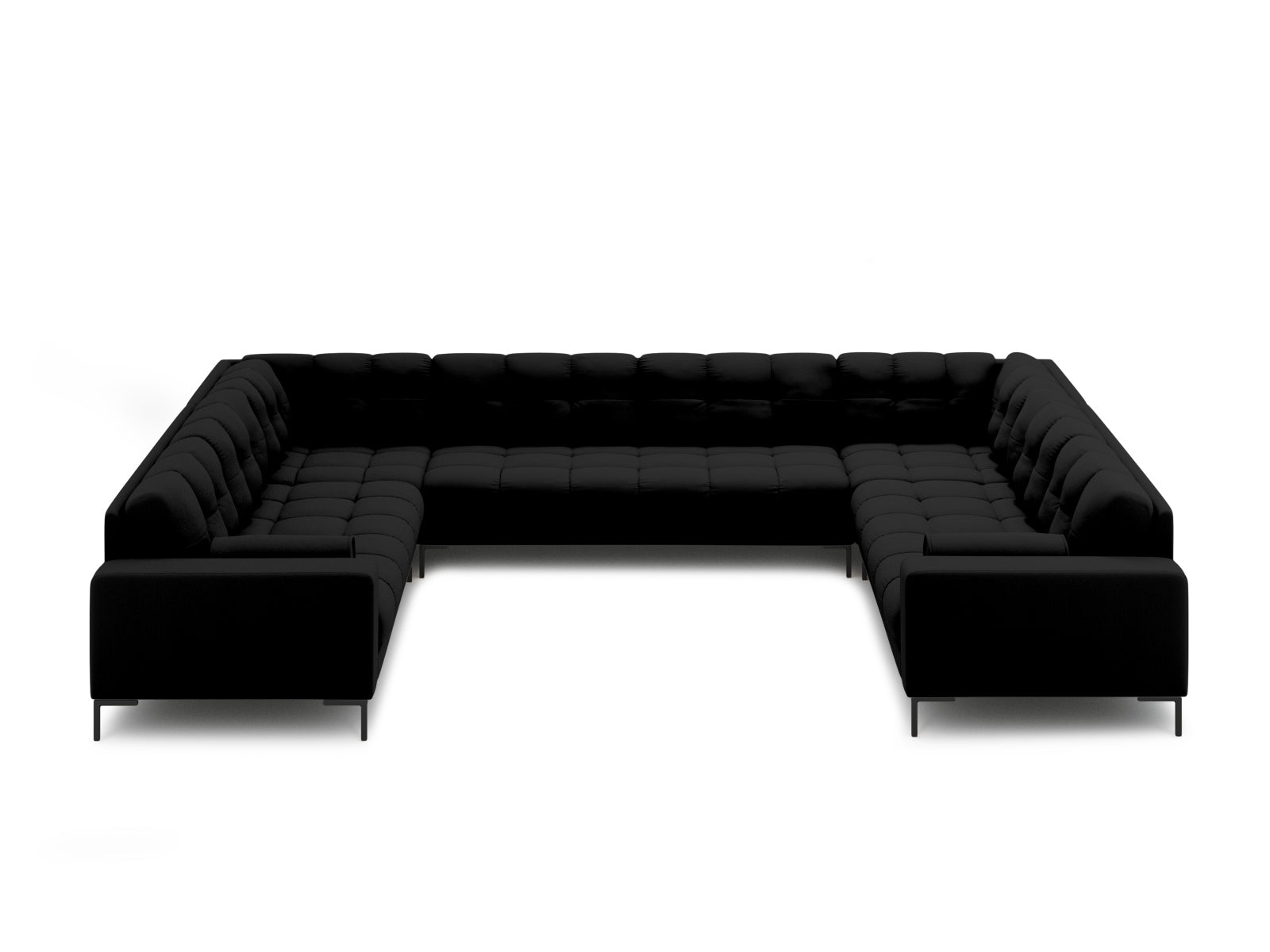 Elegantes 9-Sitzer Panoramic Sofa Bali in stilvollem Schwarz und Neve, ideal für moderne Wohnräume und gesellige Abende.