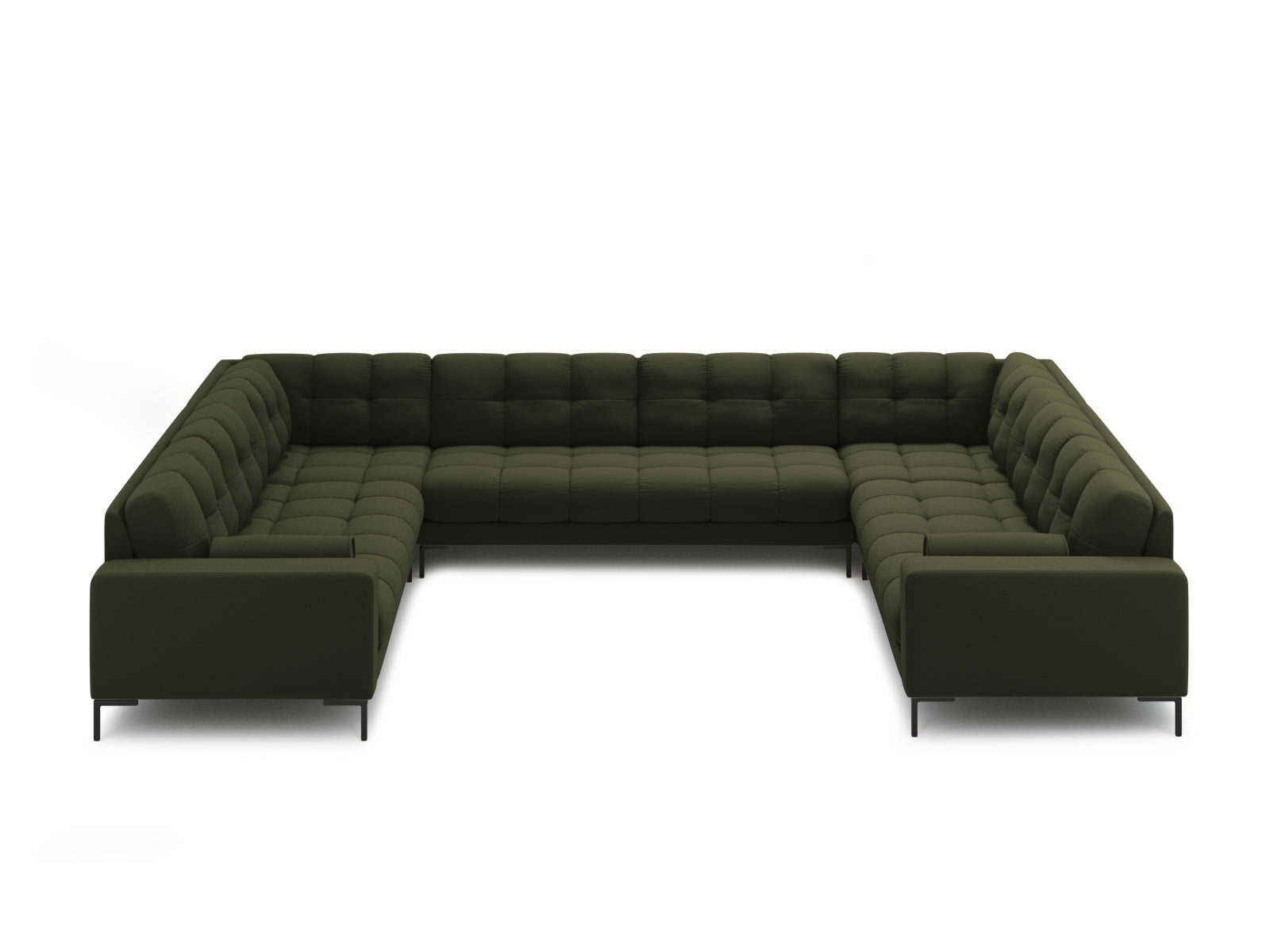 Elegantes 9-Sitzer Panoramic Sofa Bali in stilvollem Grün, ideal für großzügige Wohnräume und gesellige Abende.