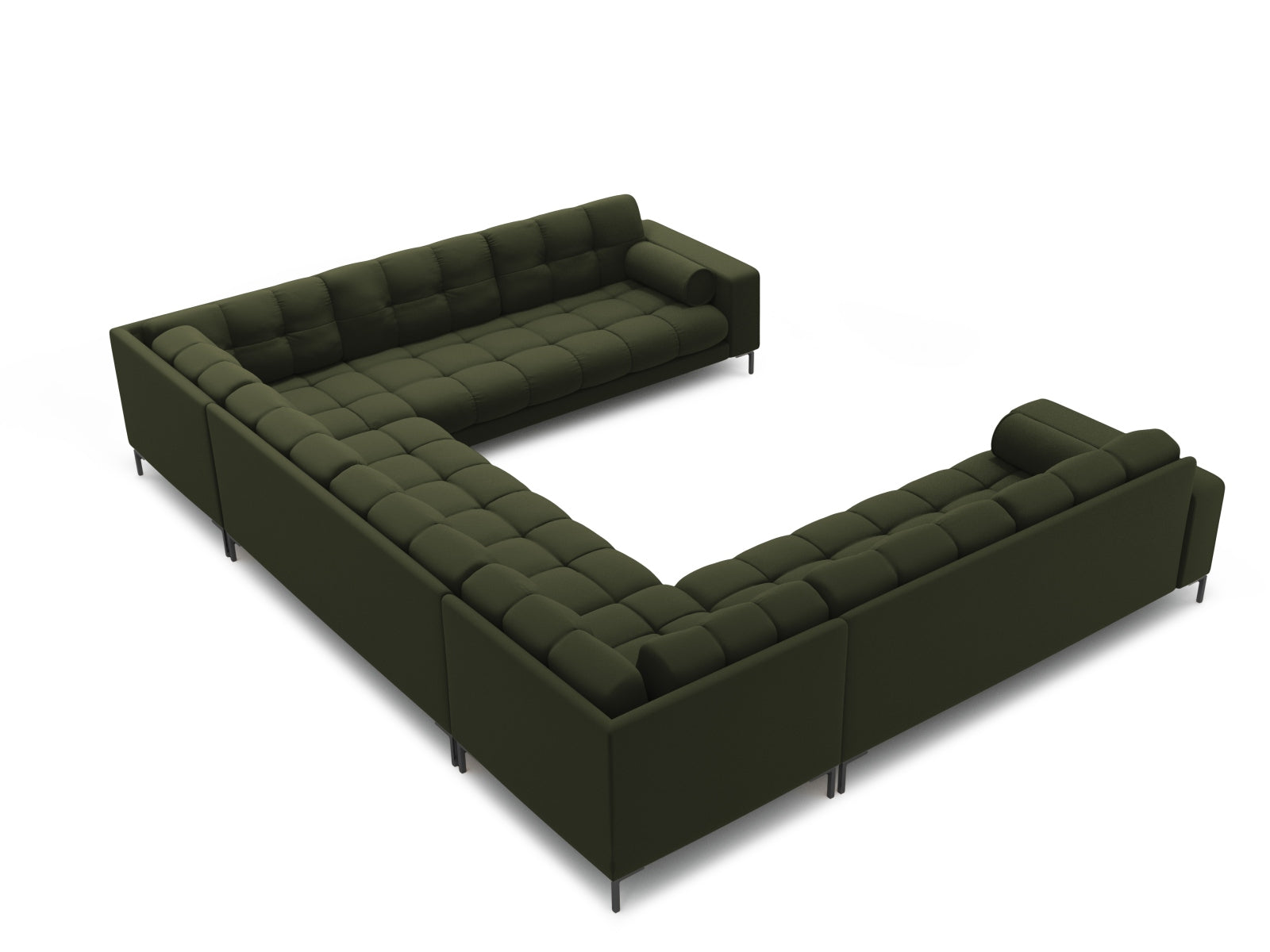 Elegantes 9-Sitzer Ecksofa Bali in stilvollem Grünton, ideal für gesellige Abende und zeitgemäße Einrichtungsideen.