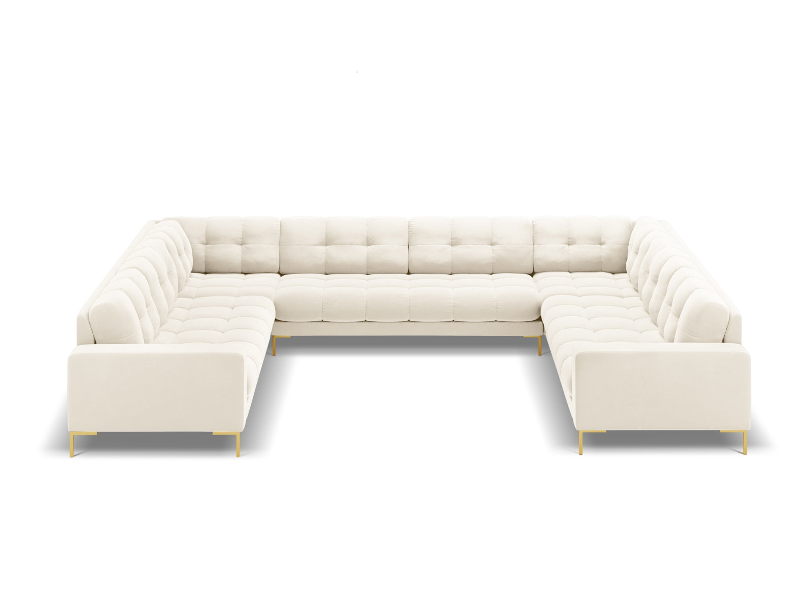Elegantes 9-Sitzer Ecksofa Bali in sanftem Beige, ideal für stilvolle Wohnräume und gesellige Zusammenkünfte.