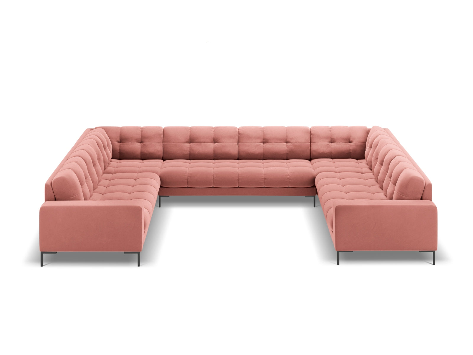 Elegantes 9-Sitzer Panoramic Sofa Bali in stilvollem Pink-Bluvel, ideal für moderne Wohnräume, präsentiert von Cosmopolitan Design.