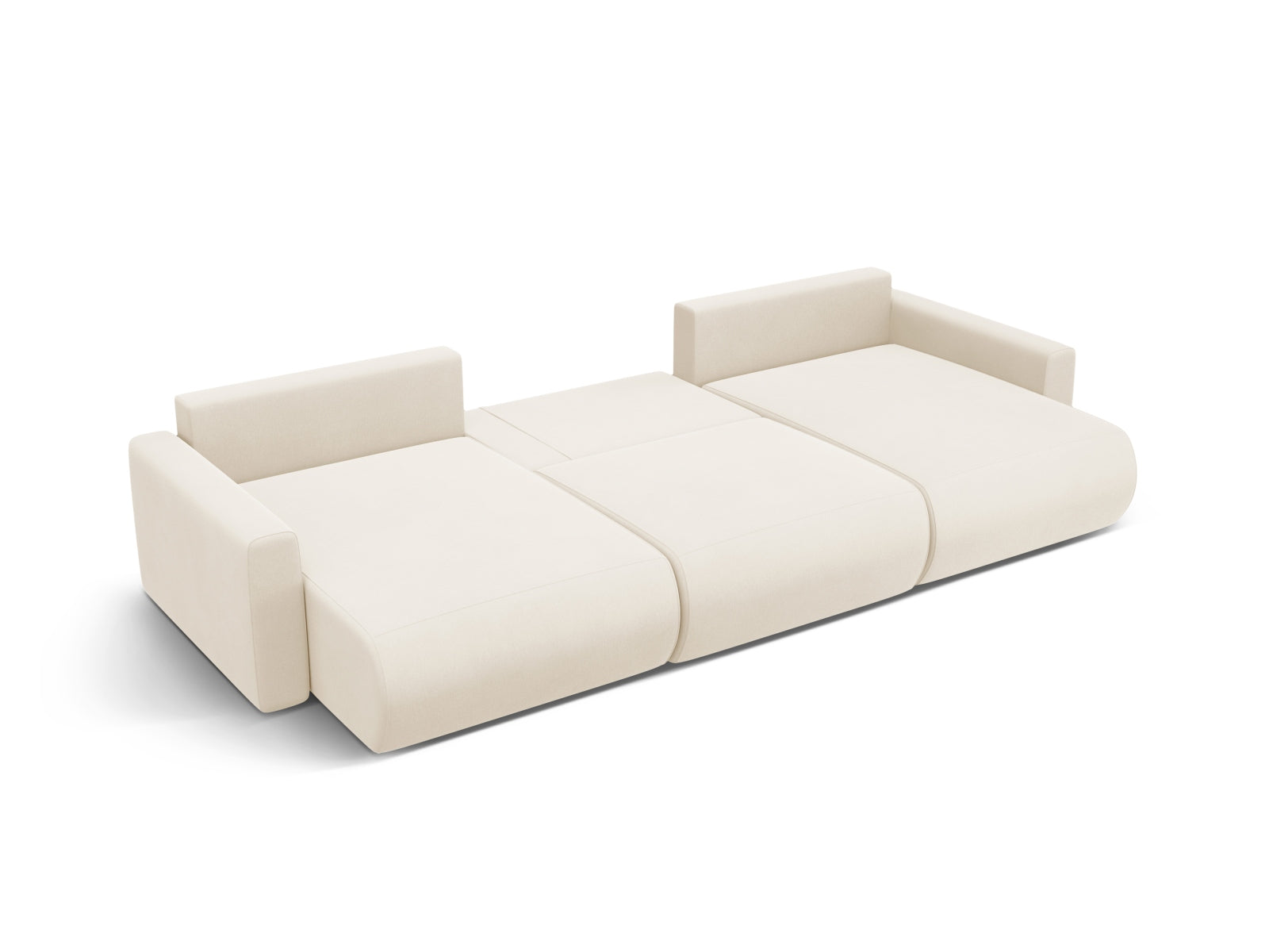 Erleben Sie das elegante Belfast Velour Panoramic Sofa von Cosmopolitan Design – ein vielseitiger 4-Sitzer mit Schlaffunktion und cleverem Stauraum.