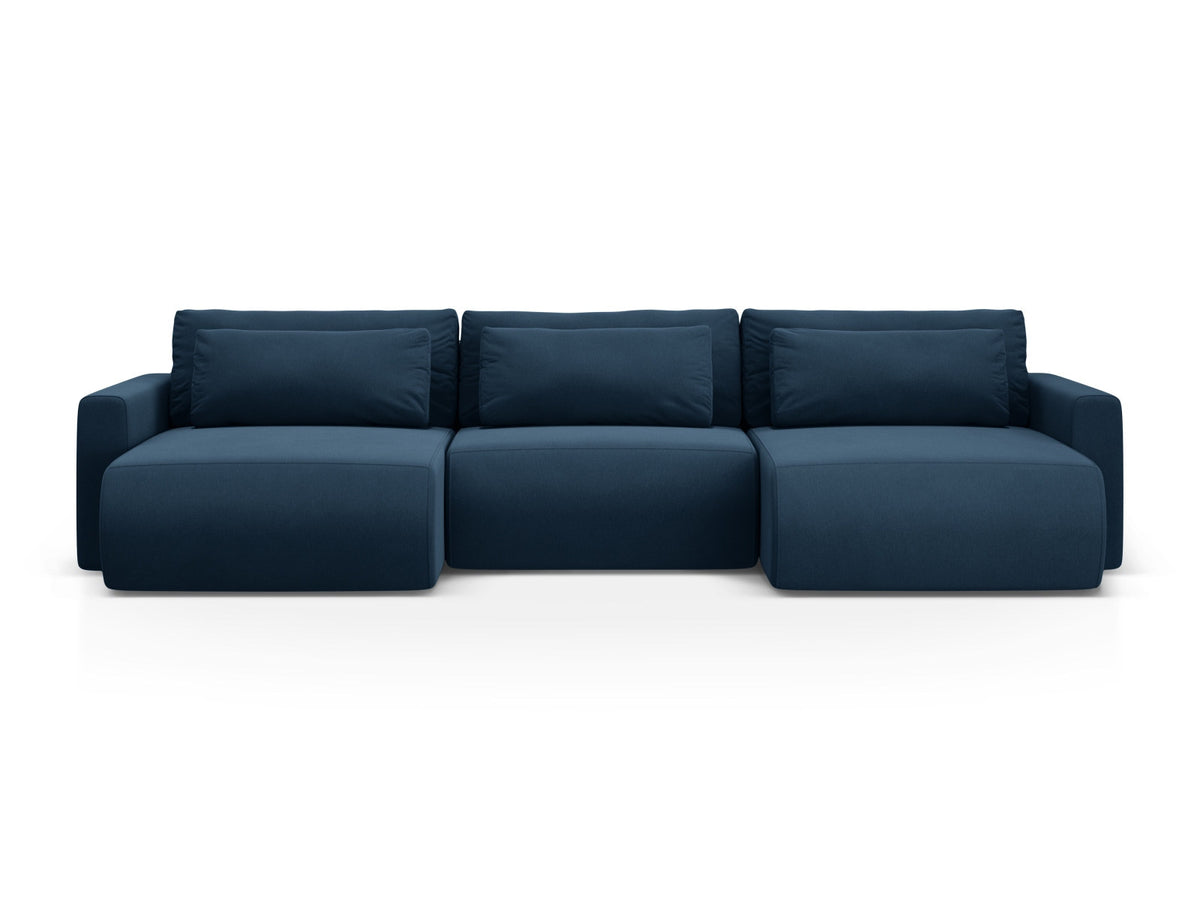 Belfast Velour Panoramic Sofa mit Stauraum und Schlaffunktion 4 Sitzer in Royal Blue-Magic Velvet präsentiert im Onlineshop von KAQTU Design AG. Bettsofa ist von Cosmopolitan Design