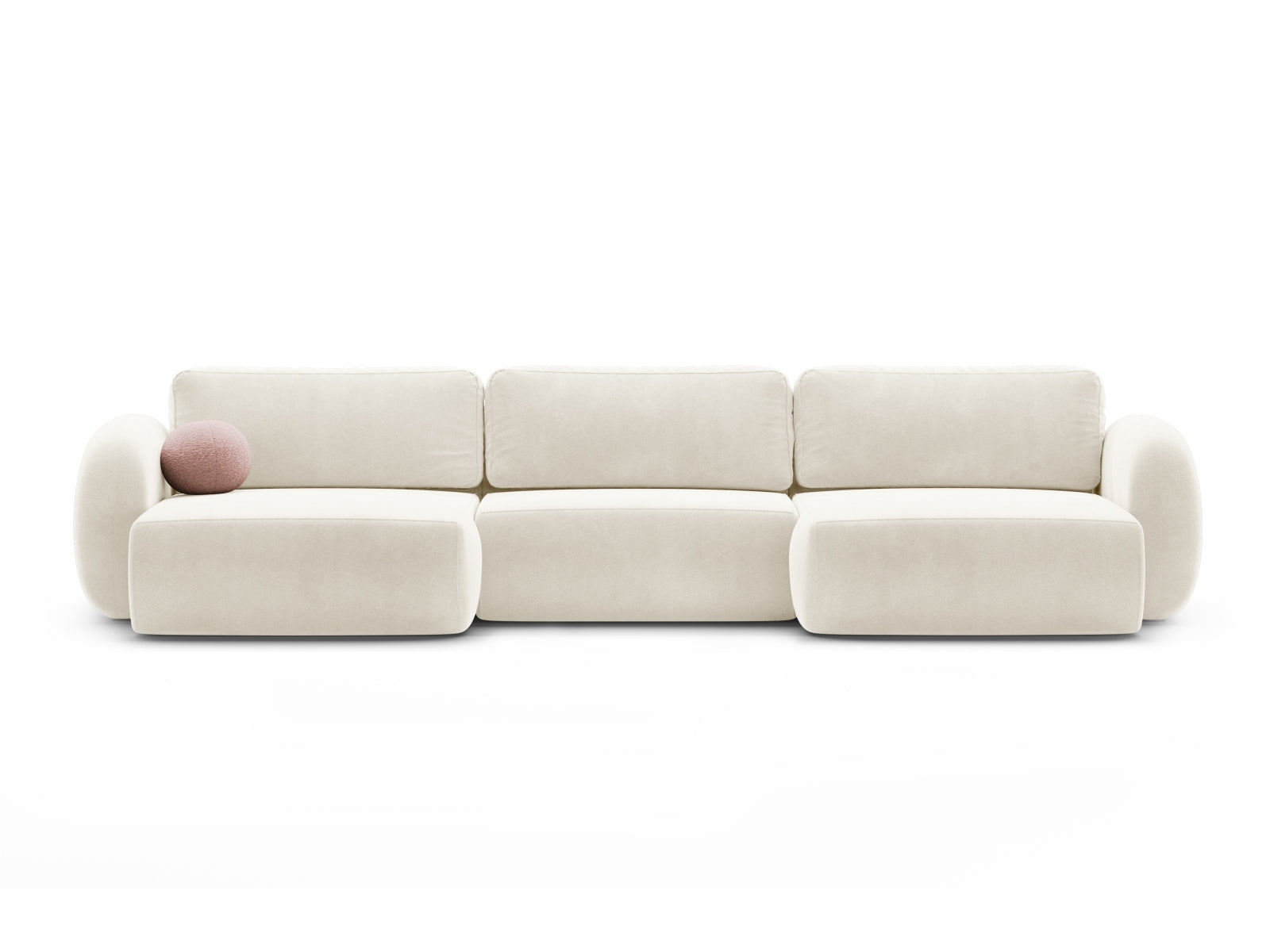 Tonale Velour Panoramic Ecksofa rechts mit Schlaffunktion und Stauraum 5 Sitzer in Ivory-Magic Velvet präsentiert im Onlineshop von KAQTU Design AG. Bettsofa rechts ist von Cosmopolitan Design
