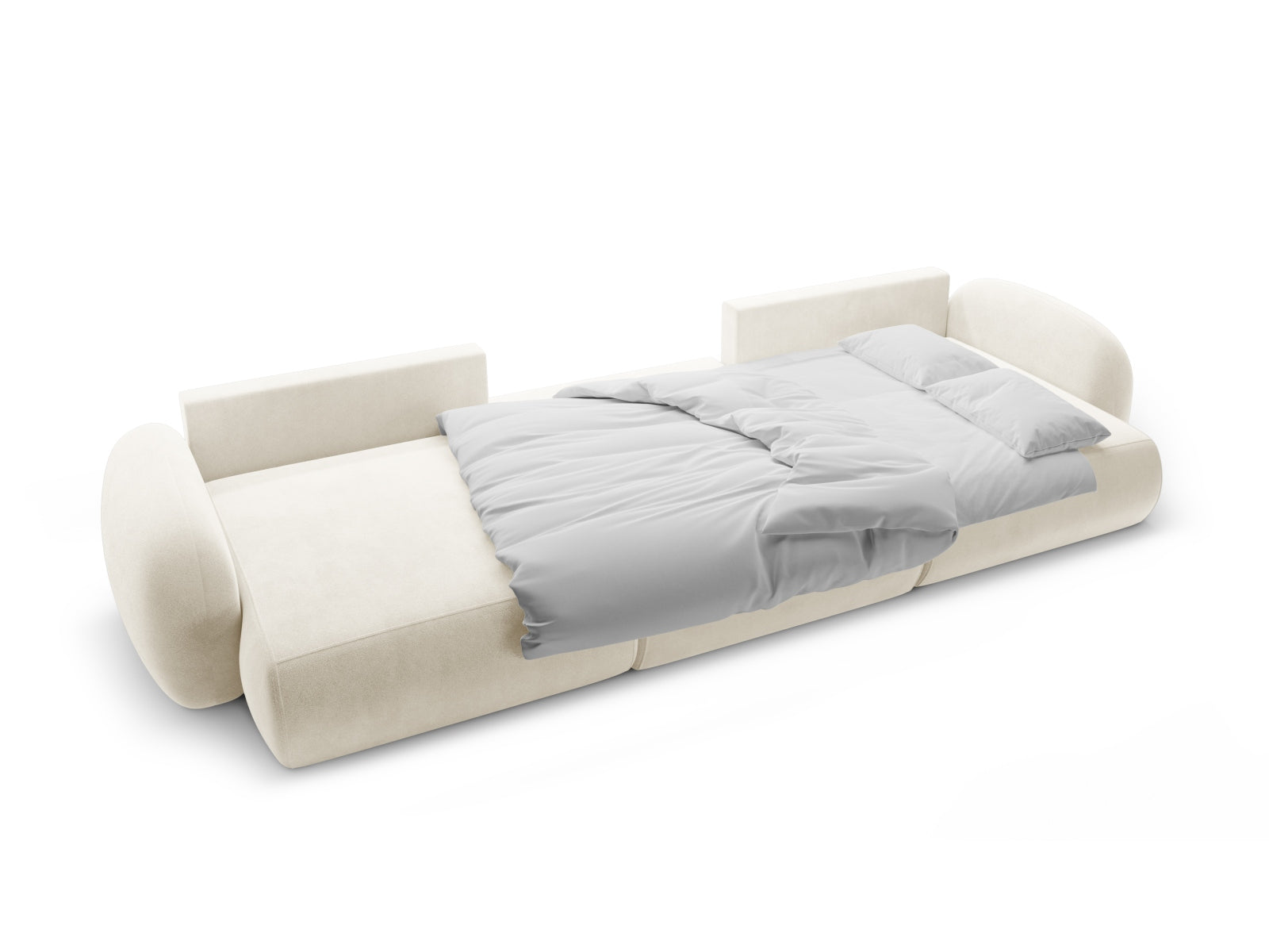 Tonale Velour Panoramic Ecksofa rechts mit Schlaffunktion und Stauraum 5 Sitzer in Ivory präsentiert im Onlineshop von KAQTU Design AG. Ecksofa rechts ist von Cosmopolitan Design