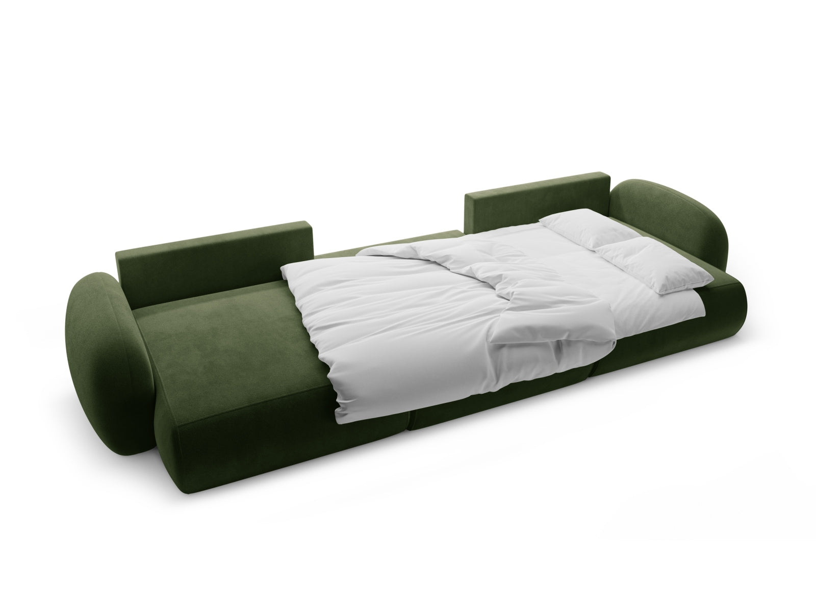 Tonale Velour Panoramic Ecksofa rechts mit Schlaffunktion und Stauraum 5 Sitzer in Army Green präsentiert im Onlineshop von KAQTU Design AG. Ecksofa rechts ist von Cosmopolitan Design
