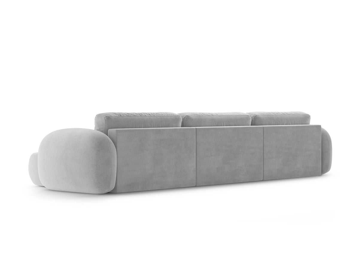 Tonale Velour Panoramic Ecksofa rechts mit Schlaffunktion und Stauraum 5 Sitzer in Grey-Magic Velvet präsentiert im Onlineshop von KAQTU Design AG. Bettsofa rechts ist von Cosmopolitan Design