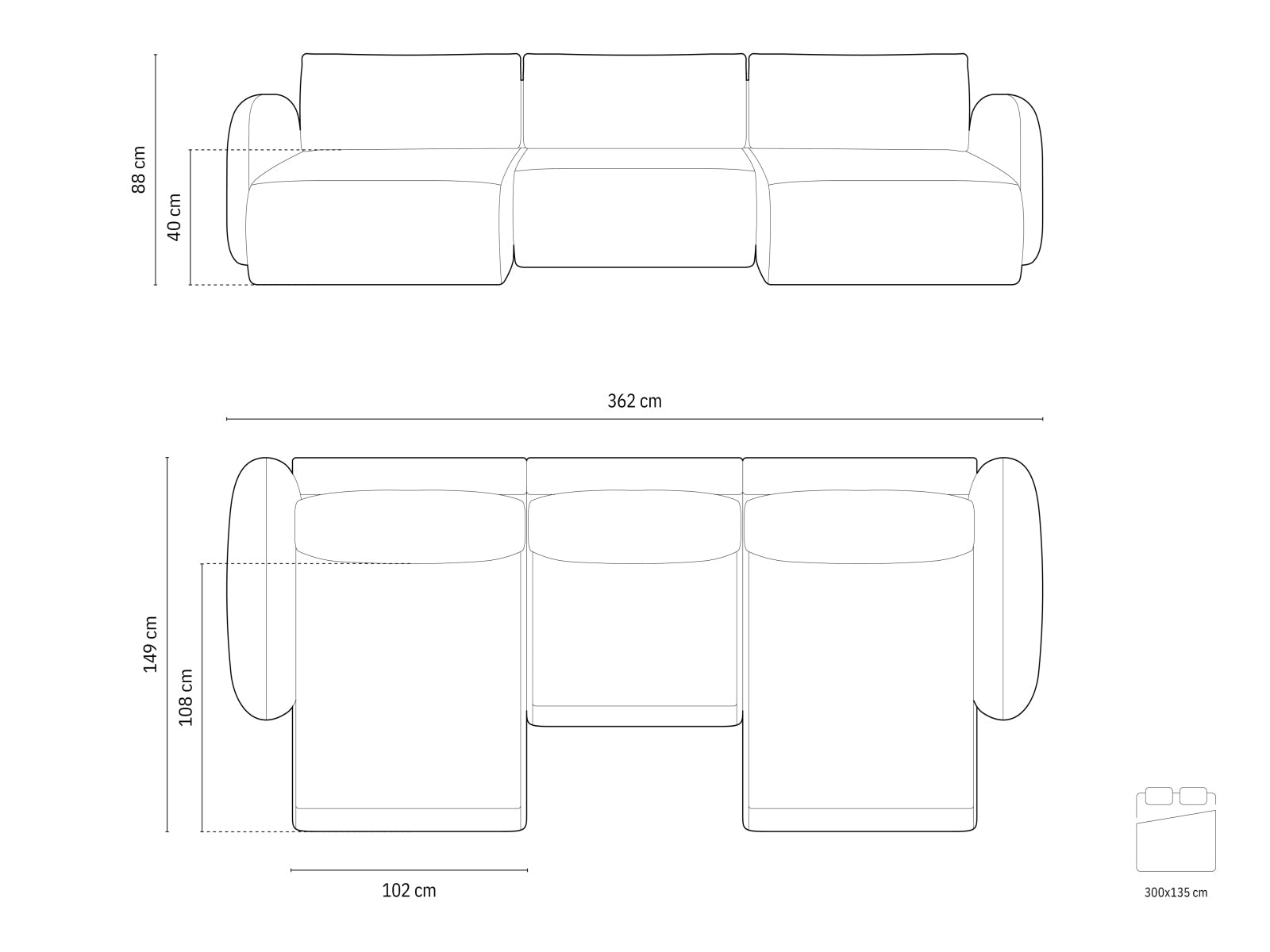 Tonale Velour Panoramic Ecksofa rechts mit Schlaffunktion und Stauraum 5 Sitzer in Dark Grey präsentiert im Onlineshop von KAQTU Design AG. Ecksofa rechts ist von Cosmopolitan Design