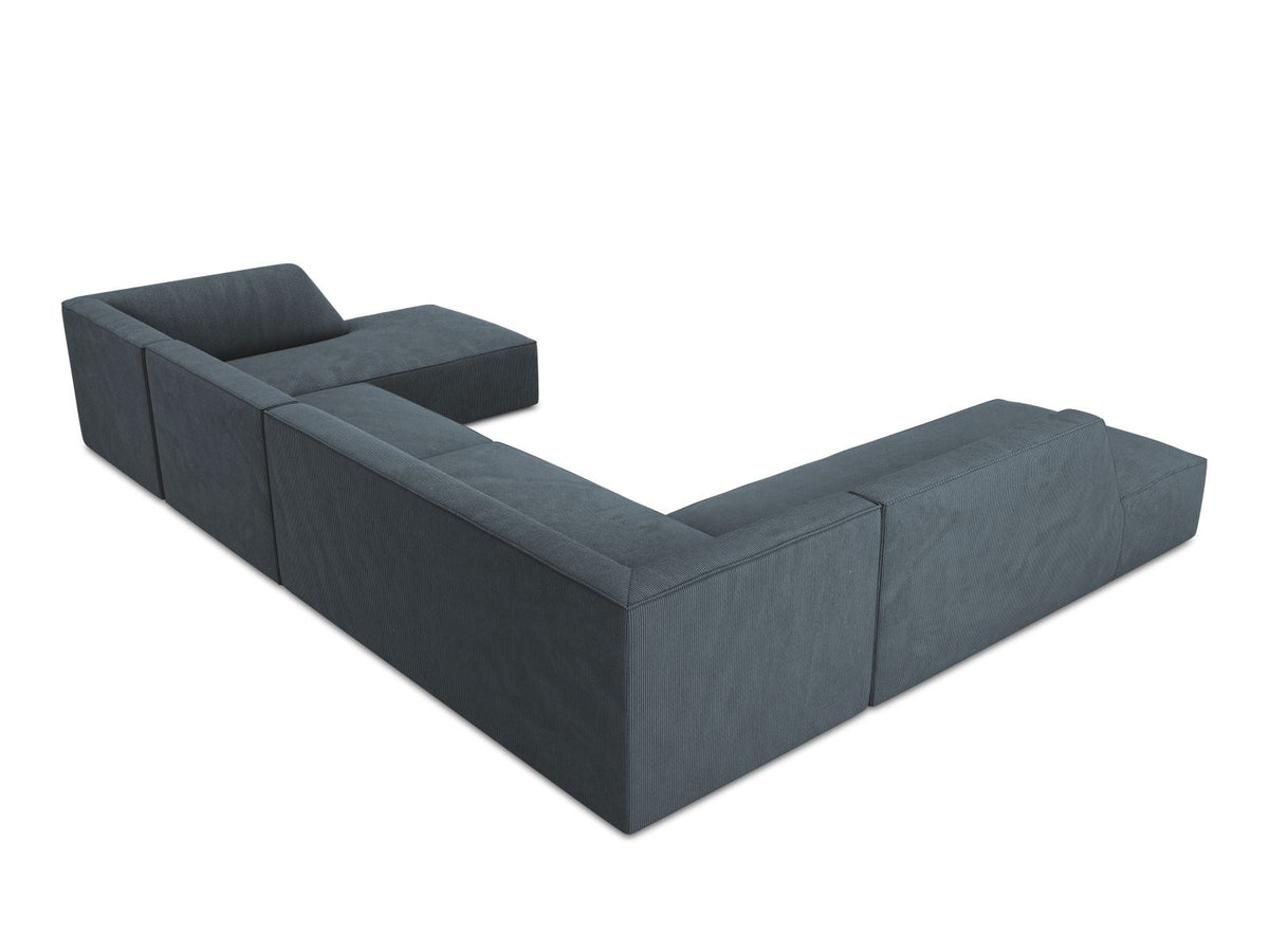Cosmopolitan Design Siena Panorama-Ecksofa links, 7-Sitzer in Light Beige-Scala Cordstoff mit Massivholzrahmen und Kunststoffbeinen.
