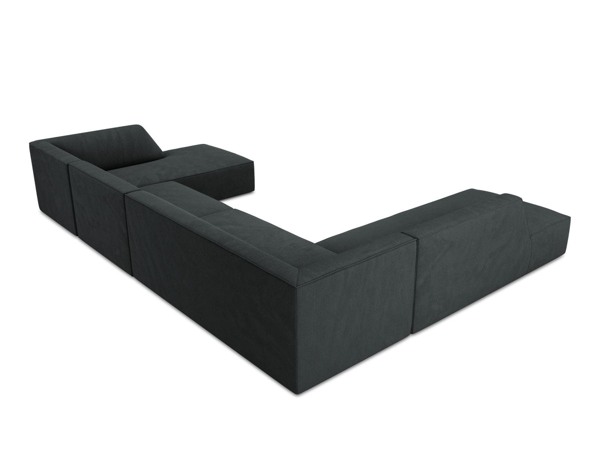 Cosmopolitan Design Siena Panorama-Ecksofa links, 7-Sitzer in Light Beige-Scala Cordstoff mit Massivholzrahmen und Kunststoffbeinen.