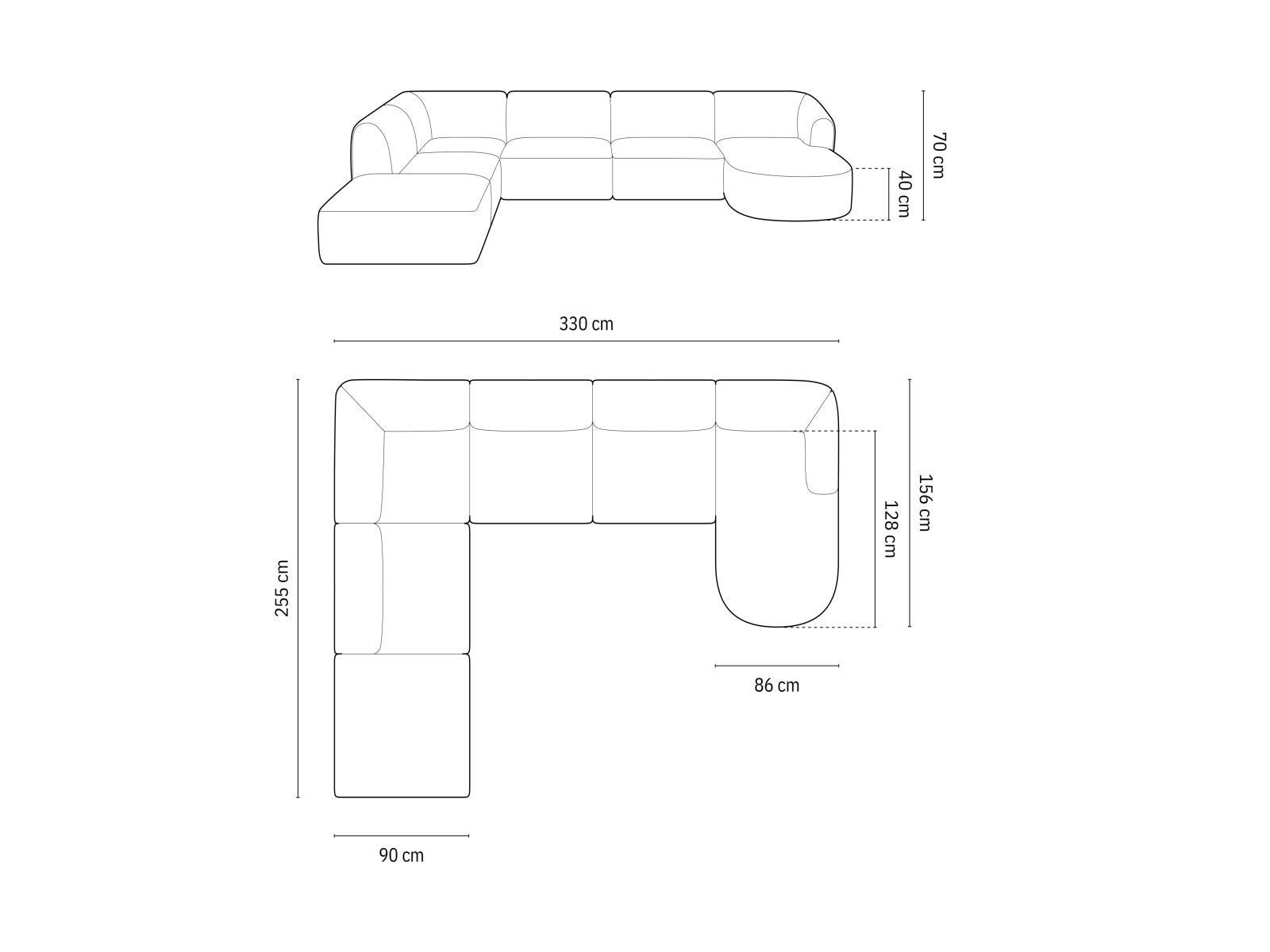 Erleben Sie das elegante Campi Velour Modular Panoramic Ecksofa links 7 Sitzer von Cosmopolitan Design – ideal für Ihr modernes Zuhause, flexibel und komfortabel.