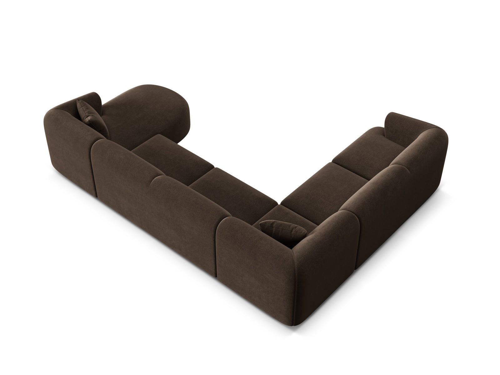 Erleben Sie das elegante Campi Velour Modular Panoramic Ecksofa links 7 Sitzer von Cosmopolitan Design – ideal für Ihr modernes Zuhause, flexibel und komfortabel.
