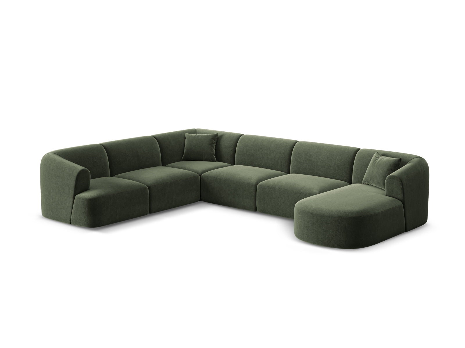 Erleben Sie das elegante Campi Velour Modular Panoramic Ecksofa links 7 Sitzer von Cosmopolitan Design – ideal für Ihr modernes Zuhause, flexibel und komfortabel.