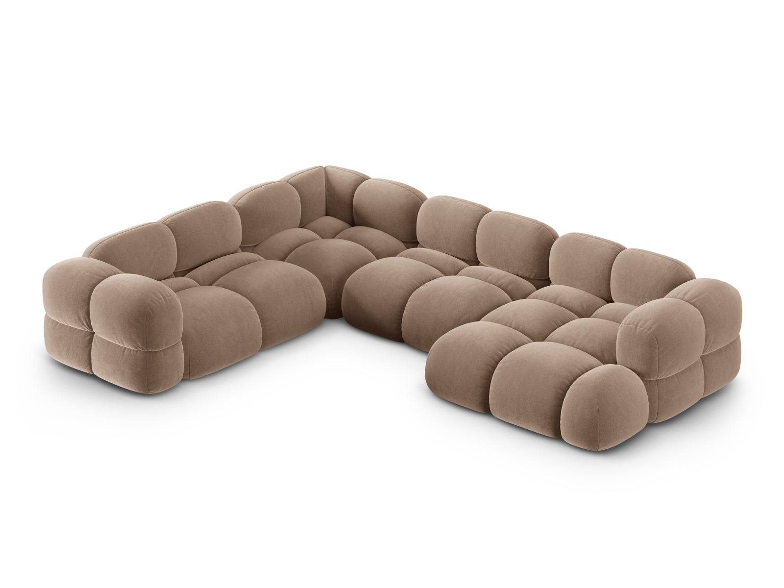 Loretto Velour Panoramic Ecksofa links 5 Sitzer 250cm in Dark Beige-Vogue präsentiert im Onlineshop von KAQTU Design AG. Ecksofa links ist von Cosmopolitan Design