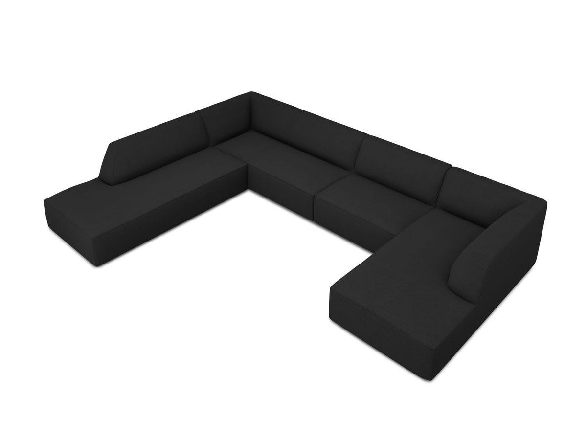 Cosmopolitan Design Siena Panorama-Ecksofa links, 7-Sitzer in Light Beige-Scala Cordstoff mit Massivholzrahmen und Kunststoffbeinen.