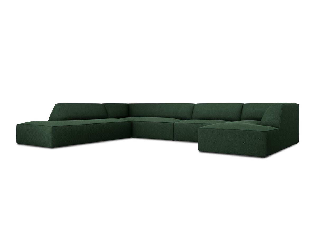 Cosmopolitan Design Siena Panorama-Ecksofa links, 7-Sitzer in Light Beige-Scala Cordstoff mit Massivholzrahmen und Kunststoffbeinen.