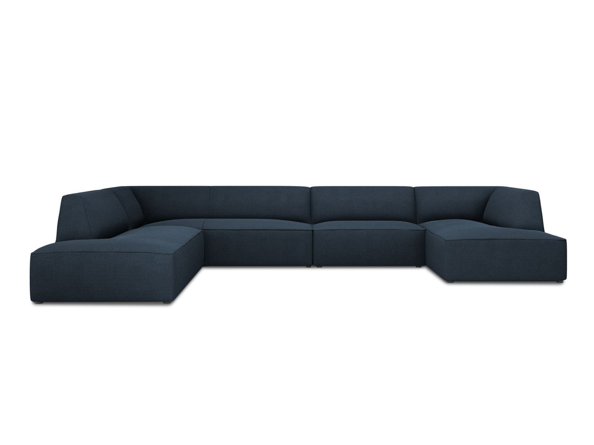 Cosmopolitan Design Siena Panorama-Ecksofa links, 7-Sitzer in Light Beige-Scala Cordstoff mit Massivholzrahmen und Kunststoffbeinen.