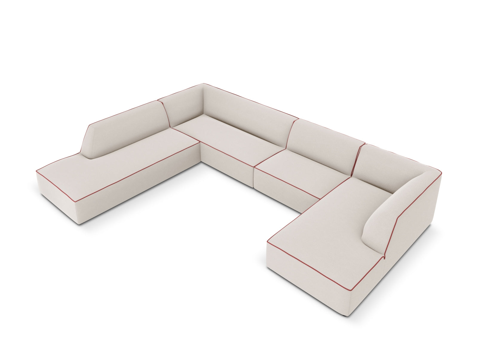 Oslo Panoramic Ecksofa links 7 Sitzer in Grey Beige Melange, Terracotta präsentiert im Onlineshop von KAQTU Design AG. Ecksofa links ist von Cosmopolitan Design