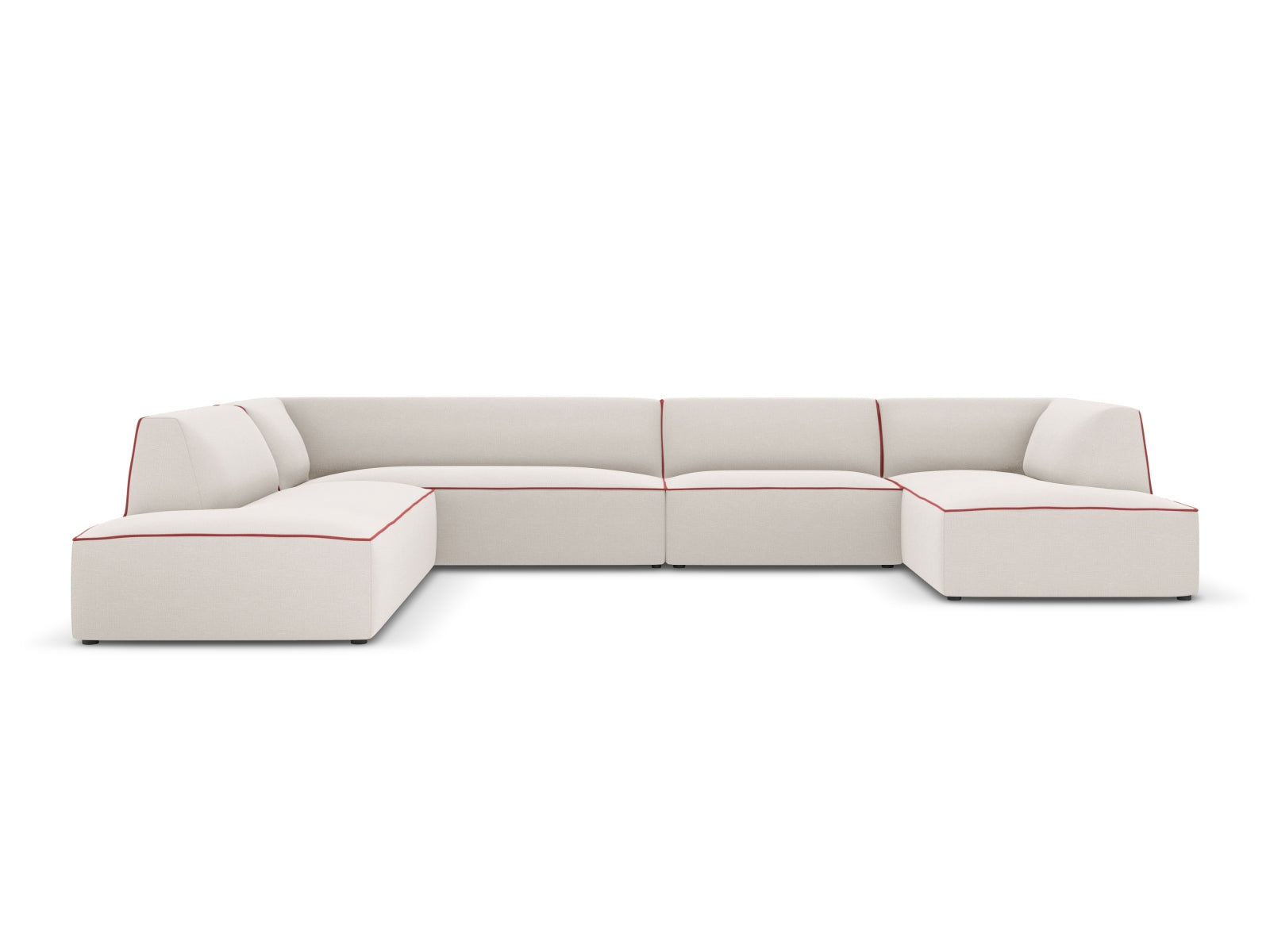 Oslo Panoramic Ecksofa links 7 Sitzer in Grey Beige Melange, Terracotta präsentiert im Onlineshop von KAQTU Design AG. Ecksofa links ist von Cosmopolitan Design