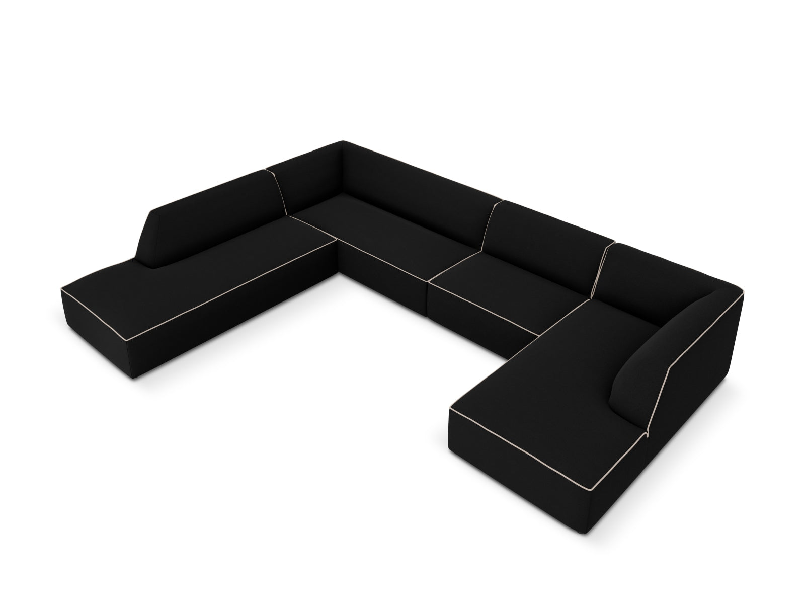 Oslo Panoramic Ecksofa links 7 Sitzer in Black, Grey Beige Melange präsentiert im Onlineshop von KAQTU Design AG. Ecksofa links ist von Cosmopolitan Design