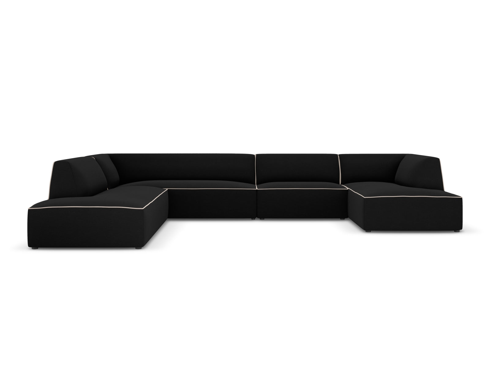 Oslo Panoramic Ecksofa links 7 Sitzer in Black, Grey Beige Melange präsentiert im Onlineshop von KAQTU Design AG. Ecksofa links ist von Cosmopolitan Design