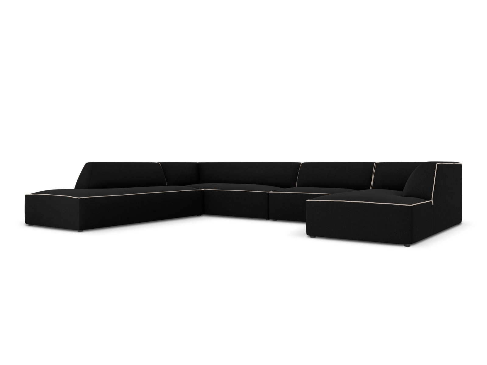 Oslo Panoramic Ecksofa links 7 Sitzer in Black, Grey Beige Melange präsentiert im Onlineshop von KAQTU Design AG. Ecksofa links ist von Cosmopolitan Design
