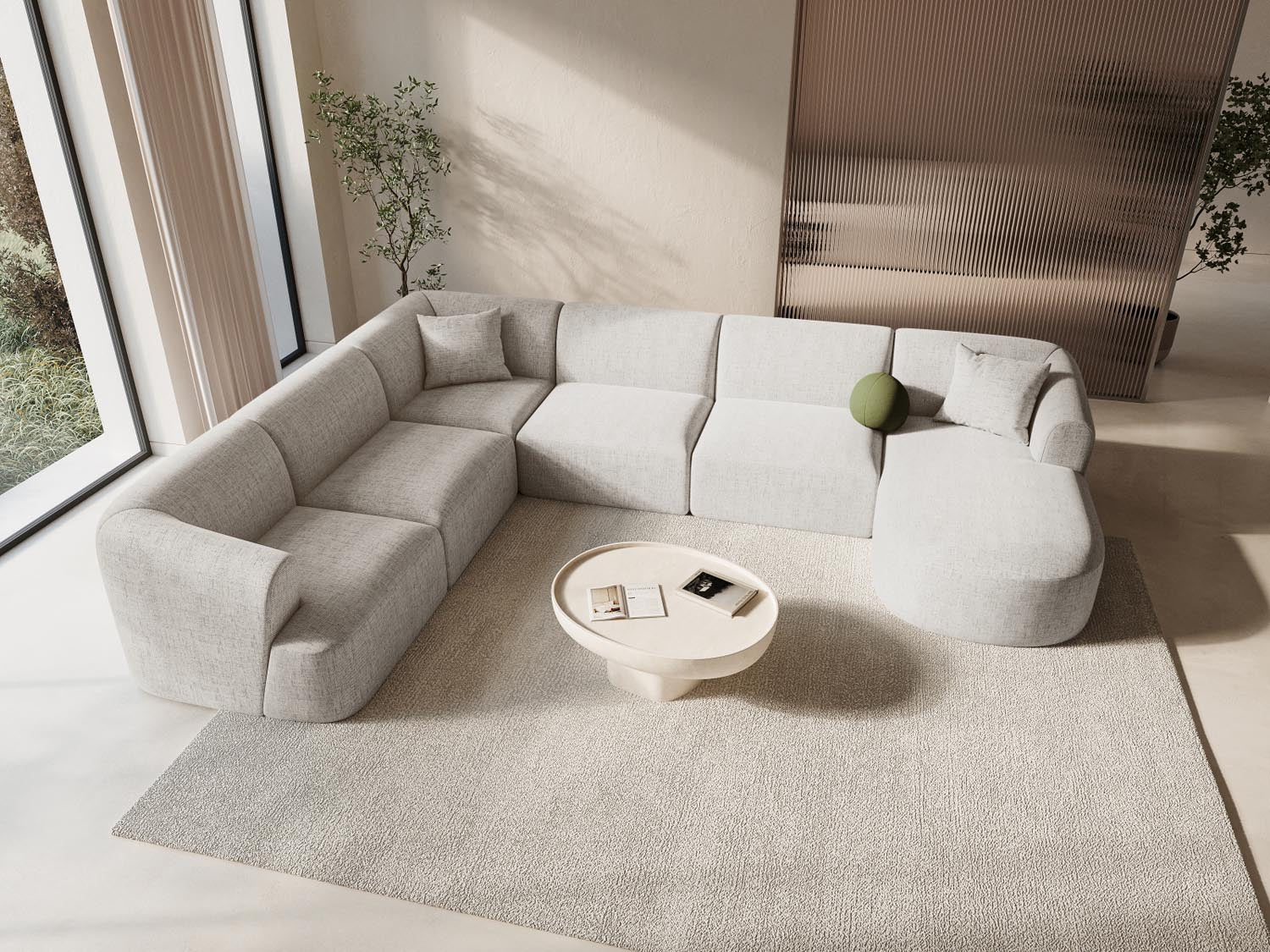 Erleben Sie das Campi Modular Panoramic Ecksofa links von Cosmopolitan Design: stilvolles 7-Sitzer Sofa mit modernem Look und optimalem Komfort.