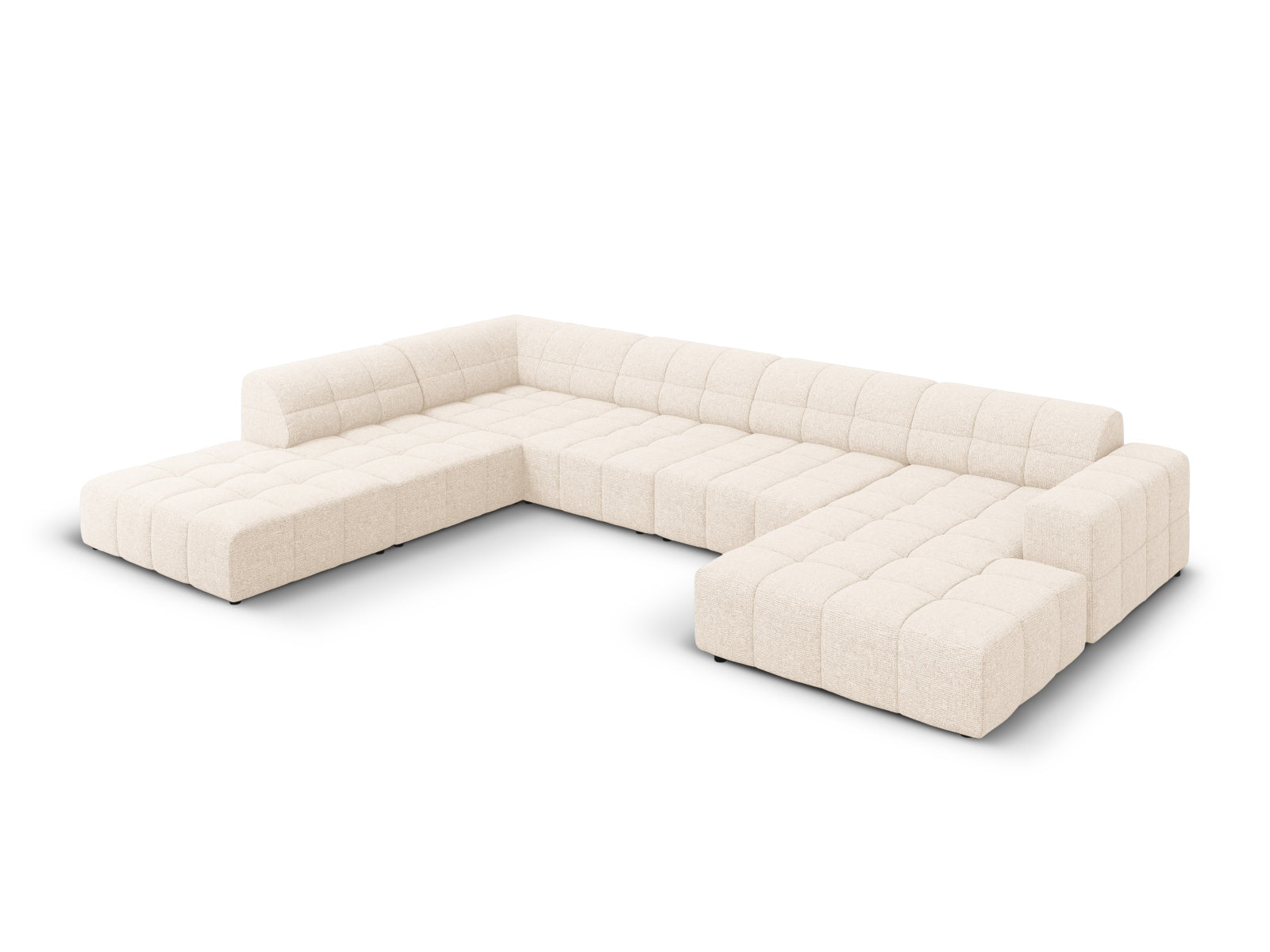 Stylisches Chicago Panoramic Ecksofa links, 7 Sitzer, 262 cm, in elegantem Light Beige-Haga, ideal für moderne Wohnräume.