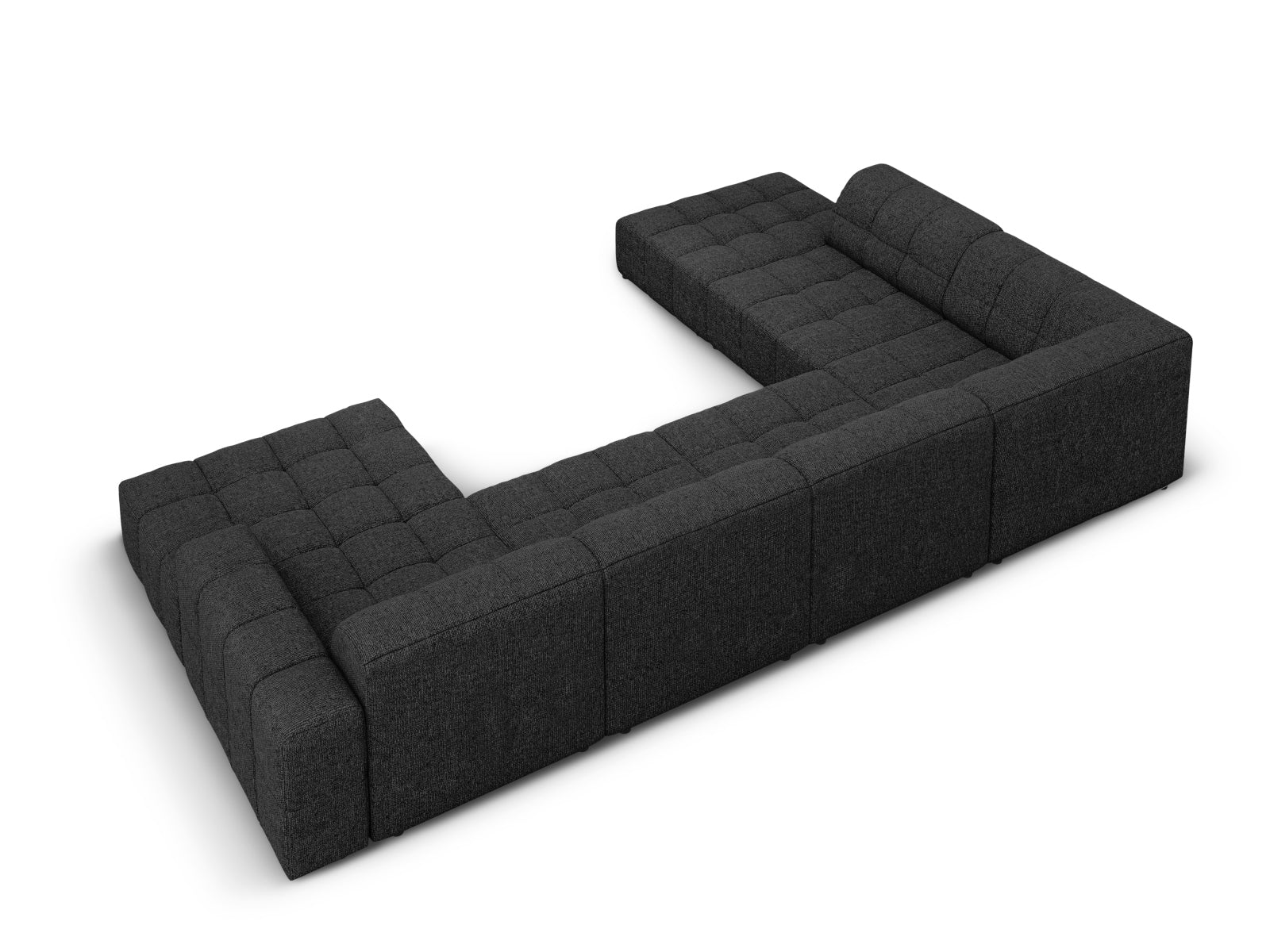Elegantes 7-Sitzer Ecksofa Chicago Panoramic links, 262 cm, in stilvollem Schwarz-Haga, perfekt für zeitgemäße Wohnkonzepte.
