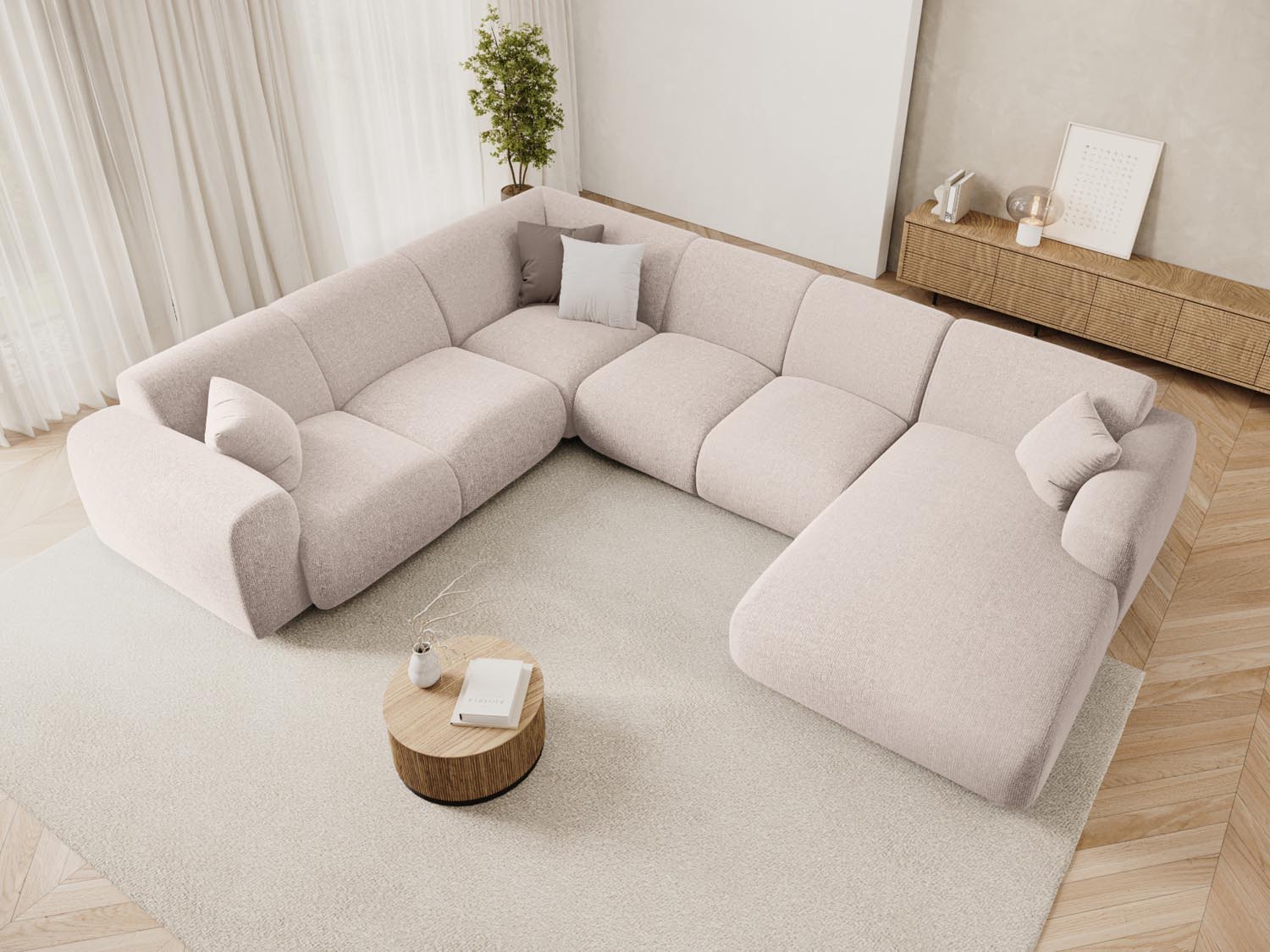 Nolio Panoramic Ecksofa links 6 Sitzer 252cm in Beige präsentiert im Onlineshop von KAQTU Design AG. Ecksofa links ist von Cosmopolitan Design