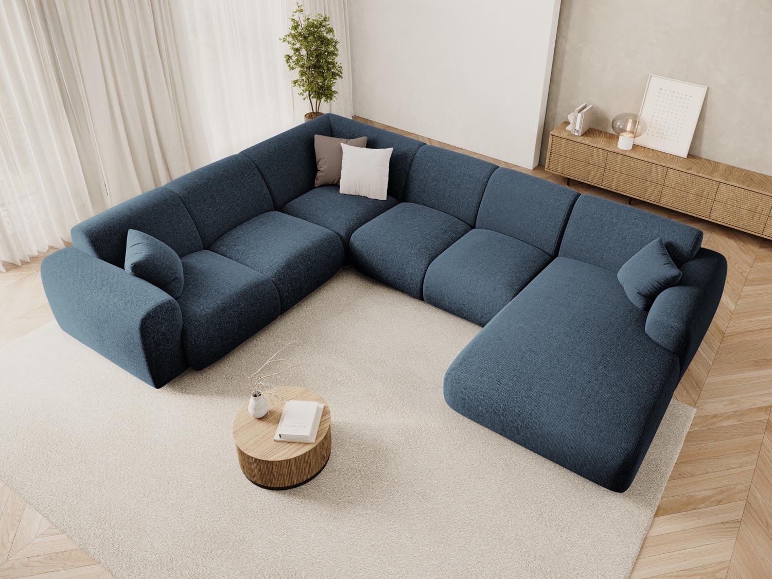 Nolio Panoramic Ecksofa links 6 Sitzer 252cm in Royal Blue präsentiert im Onlineshop von KAQTU Design AG. Ecksofa links ist von Cosmopolitan Design