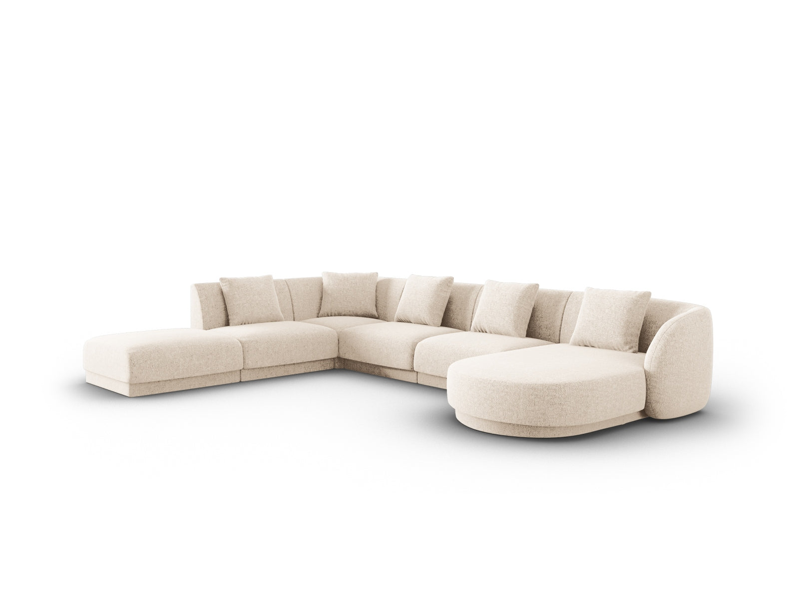 Elegantes Tulum Panoramic Ecksofa links in Light Beige, 6 Sitzer, 255cm, ideal für stilvolle Wohnräume, präsentiert von Cosmopolitan Design.