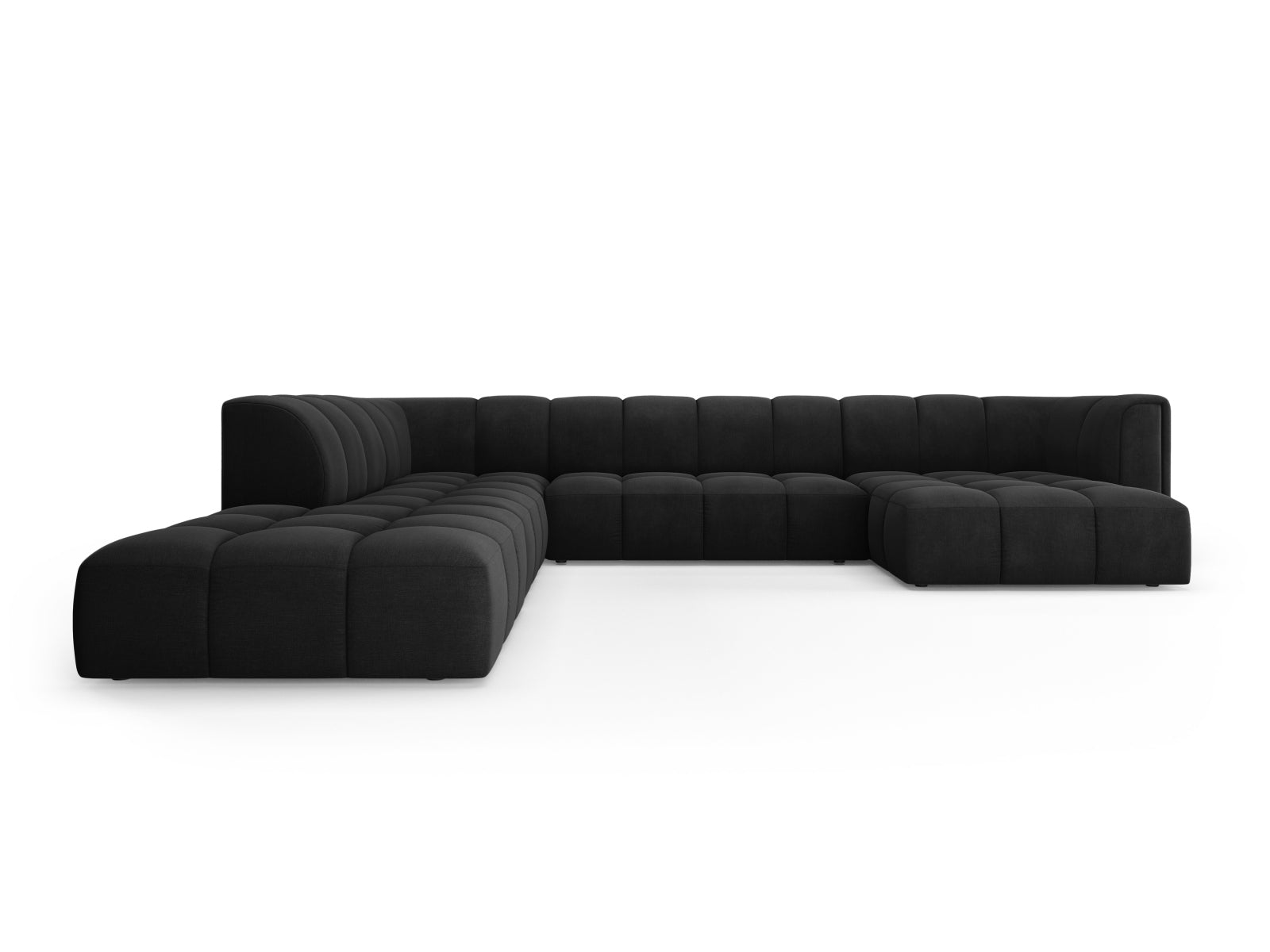 7-Sitzer Modular Ecksofa Panoramic links Moritz in Black-Rebel präsentiert im Onlineshop von KAQTU Design AG. Ecksofa links ist von Cosmopolitan Design