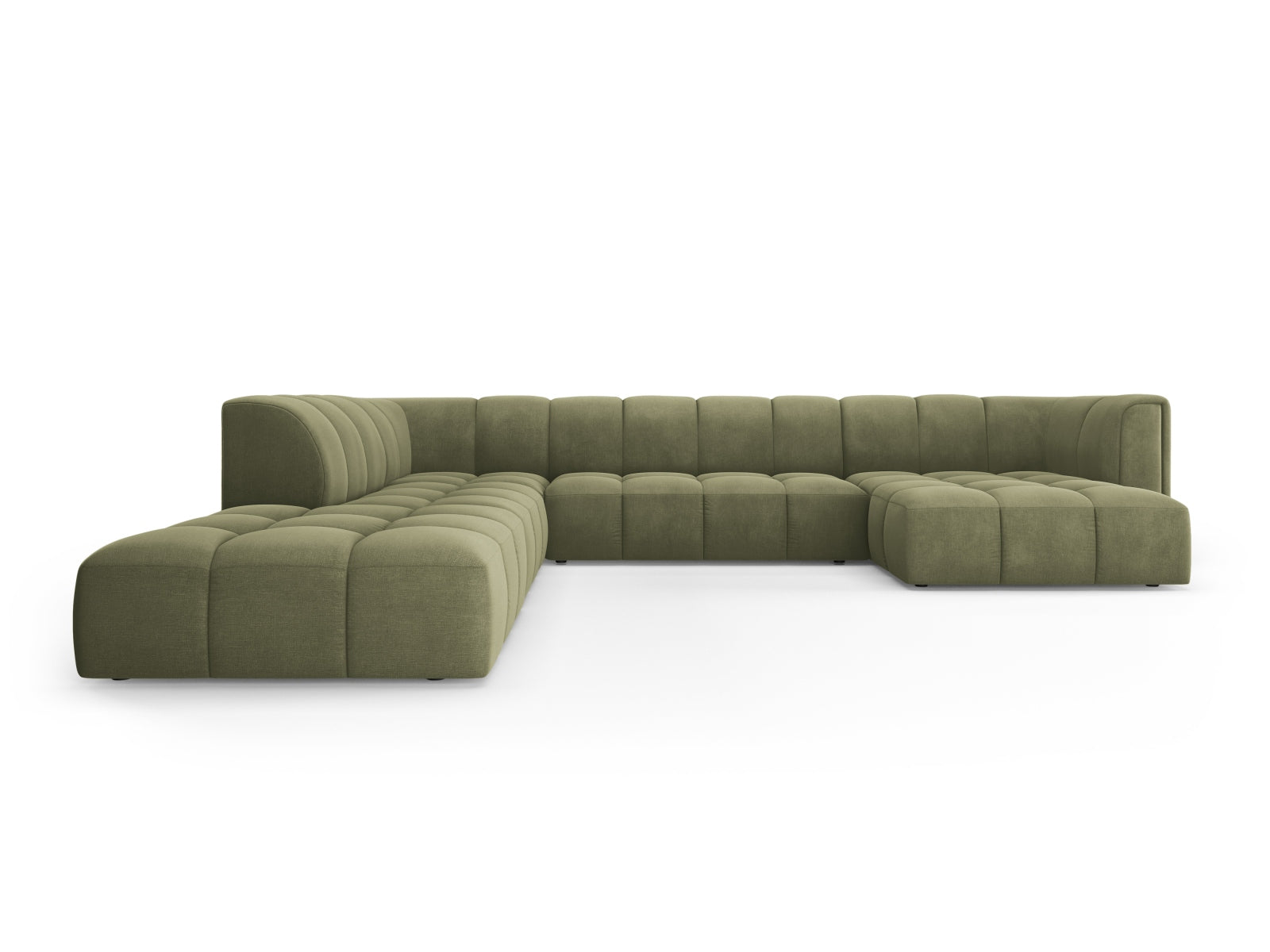7-Sitzer Modular Ecksofa Panoramic links Moritz in Light Green-Rebel präsentiert im Onlineshop von KAQTU Design AG. Ecksofa links ist von Cosmopolitan Design