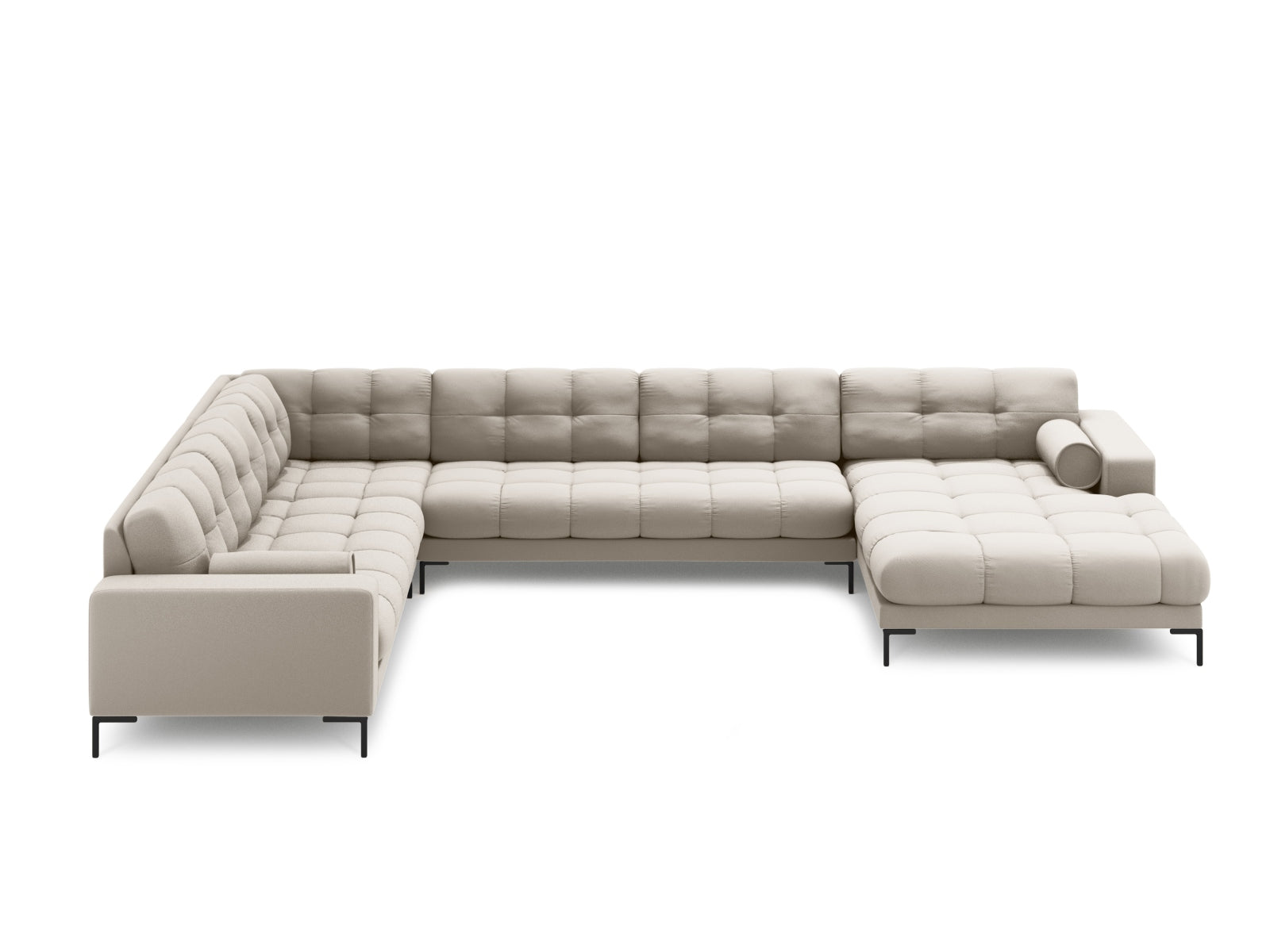 Beige 7-Sitzer Ecksofa links Panoramic Bali von Cosmopolitan Design, stilvolles und modernes Möbelstück für Ihr Wohnzimmer.