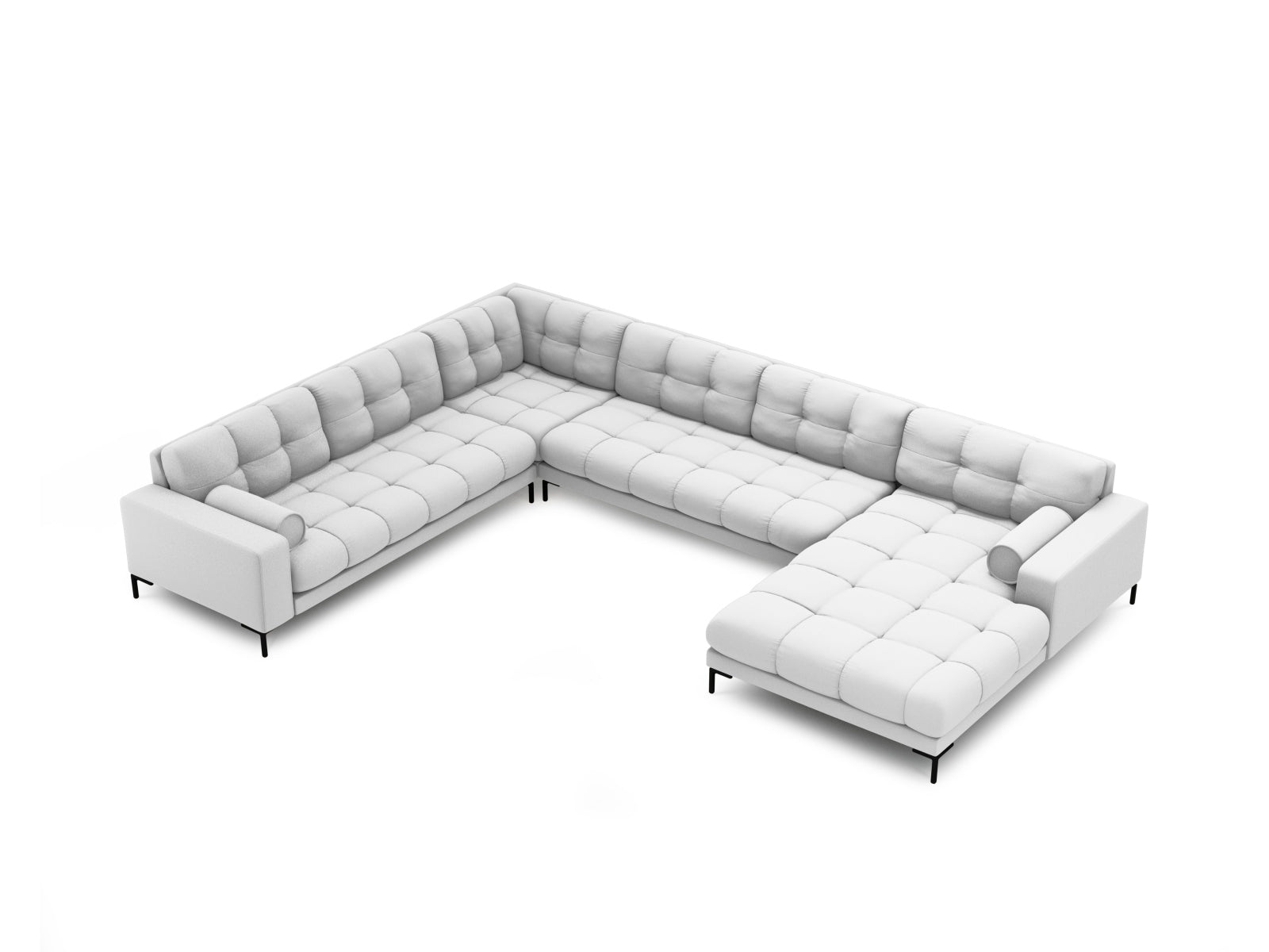 Elegantes 7-Sitzer Ecksofa links Panoramic Bali in zeitgemäßem Grau, perfekt für entspannte Abende und stilvolle Einrichtung von Cosmopolitan Design.