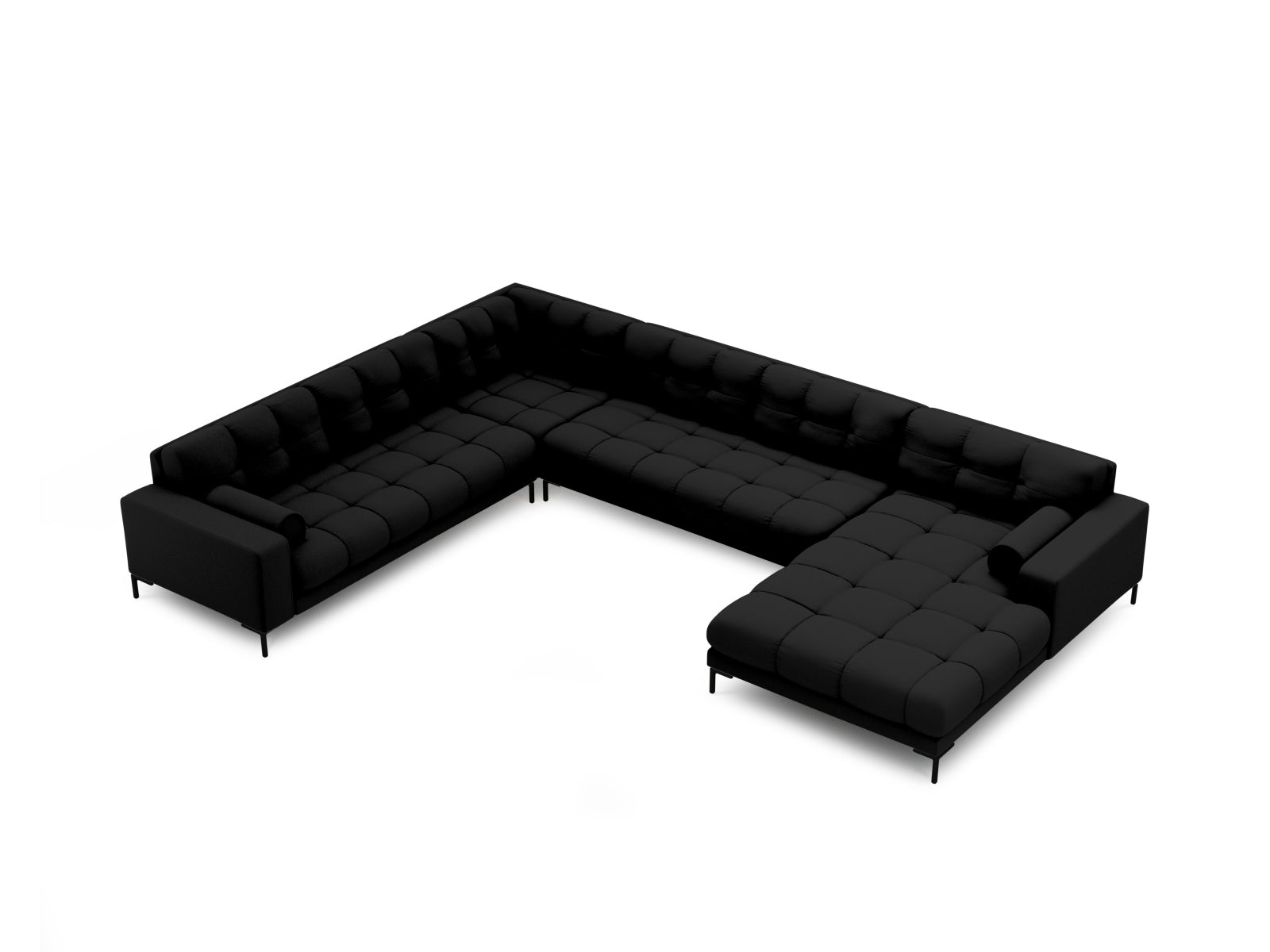 Stylisches 7-Sitzer Ecksofa links Panoramic Bali in Schwarz und Neve, perfekt für entspannte Stunden und gesellige Zusammenkünfte.