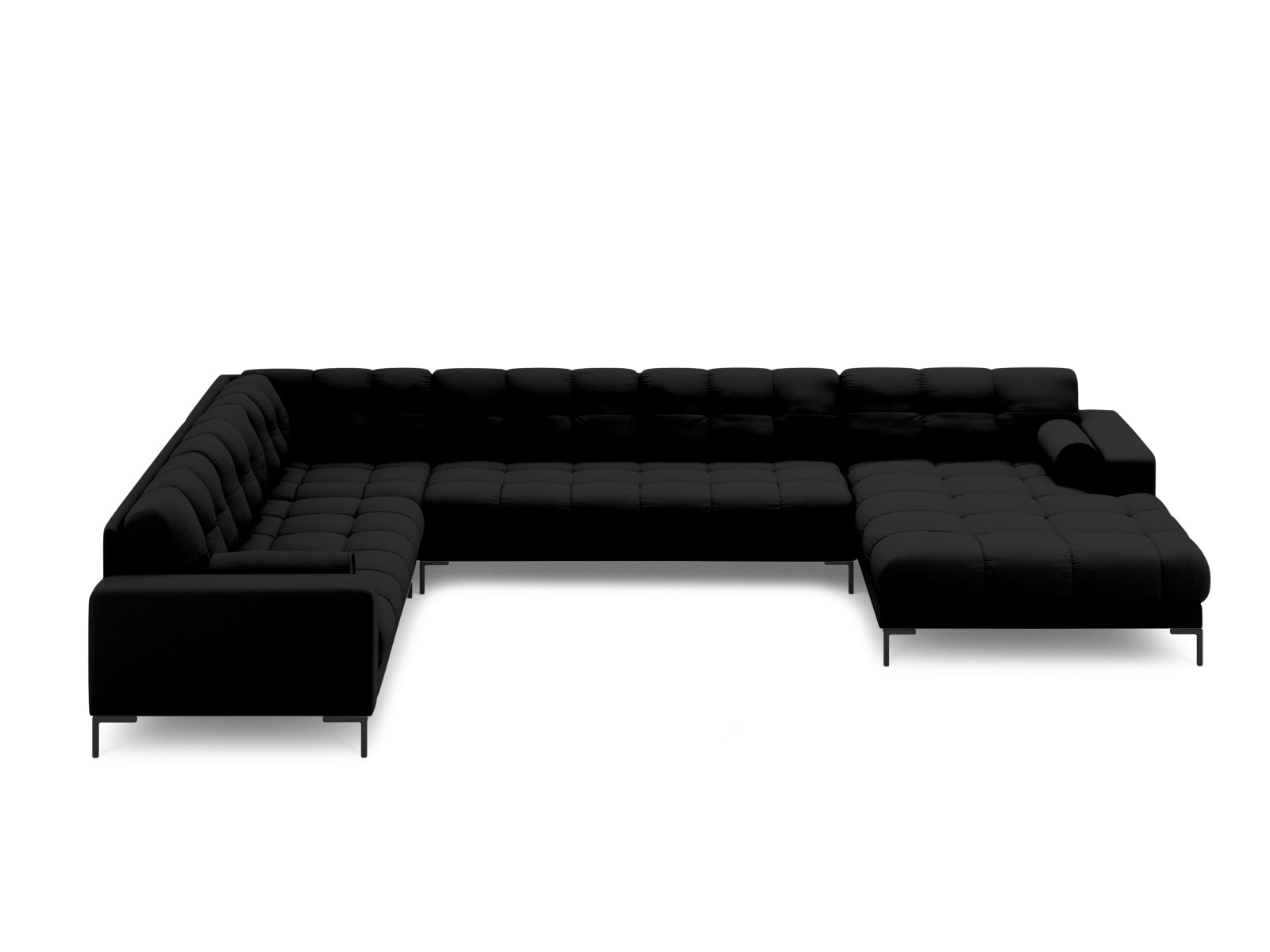 Elegantes 7-Sitzer Ecksofa links Panoramic Bali in Schwarz und Neve, ideal für gemütliche Abende und gesellige Runden.