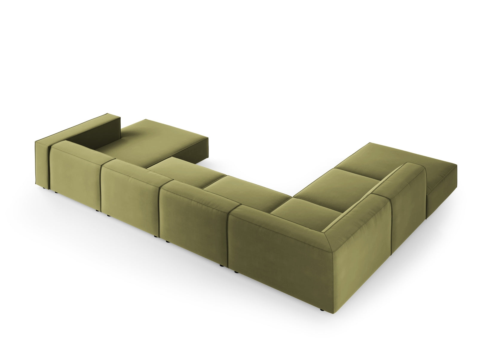 Arendal Velour Panoramic Ecksofa links 7 Sitzer in Light Green präsentiert im Onlineshop von KAQTU Design AG. Ecksofa links ist von Cosmopolitan Design