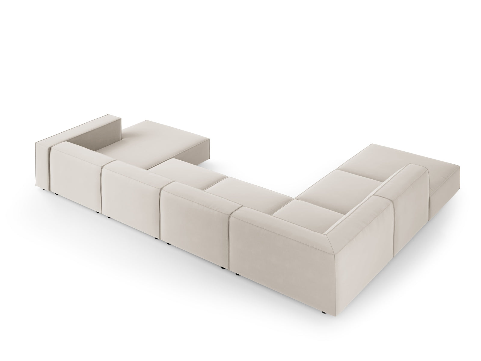 Arendal Velour Panoramic Ecksofa links 7 Sitzer in Ecru präsentiert im Onlineshop von KAQTU Design AG. Ecksofa links ist von Cosmopolitan Design