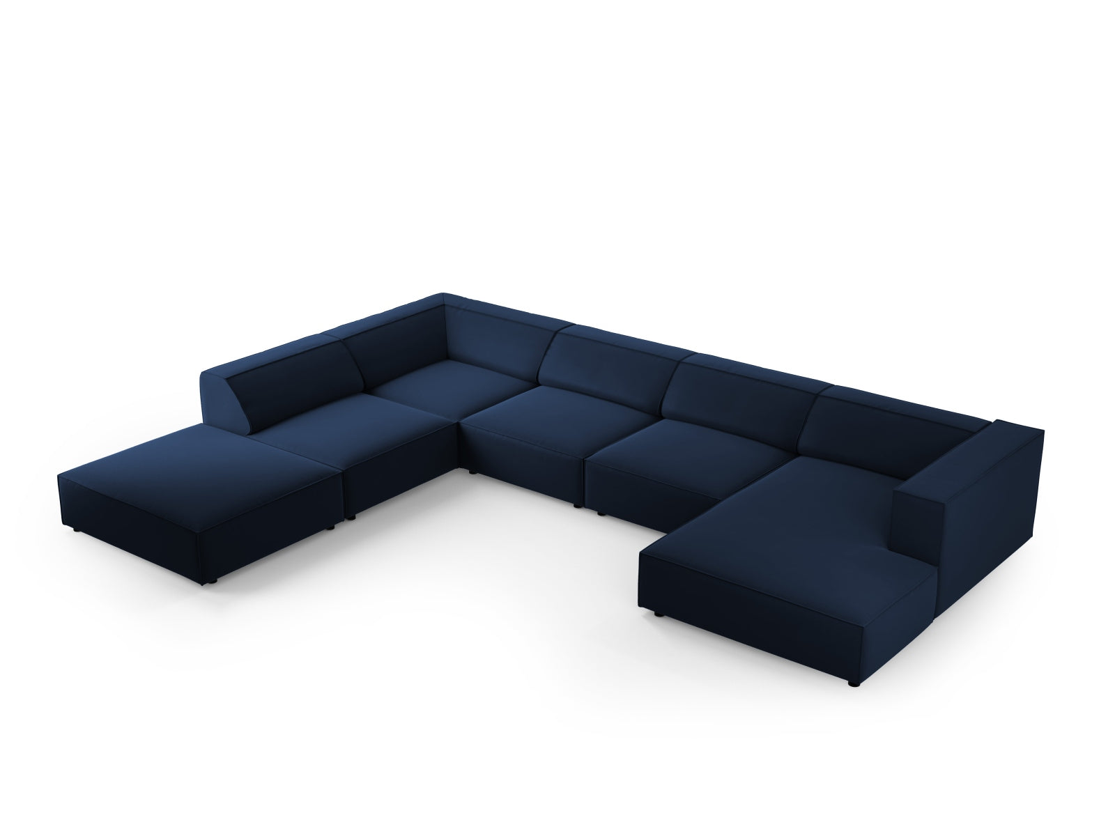 Arendal Velour Panoramic Ecksofa links 7 Sitzer in Royal Blue präsentiert im Onlineshop von KAQTU Design AG. Ecksofa links ist von Cosmopolitan Design