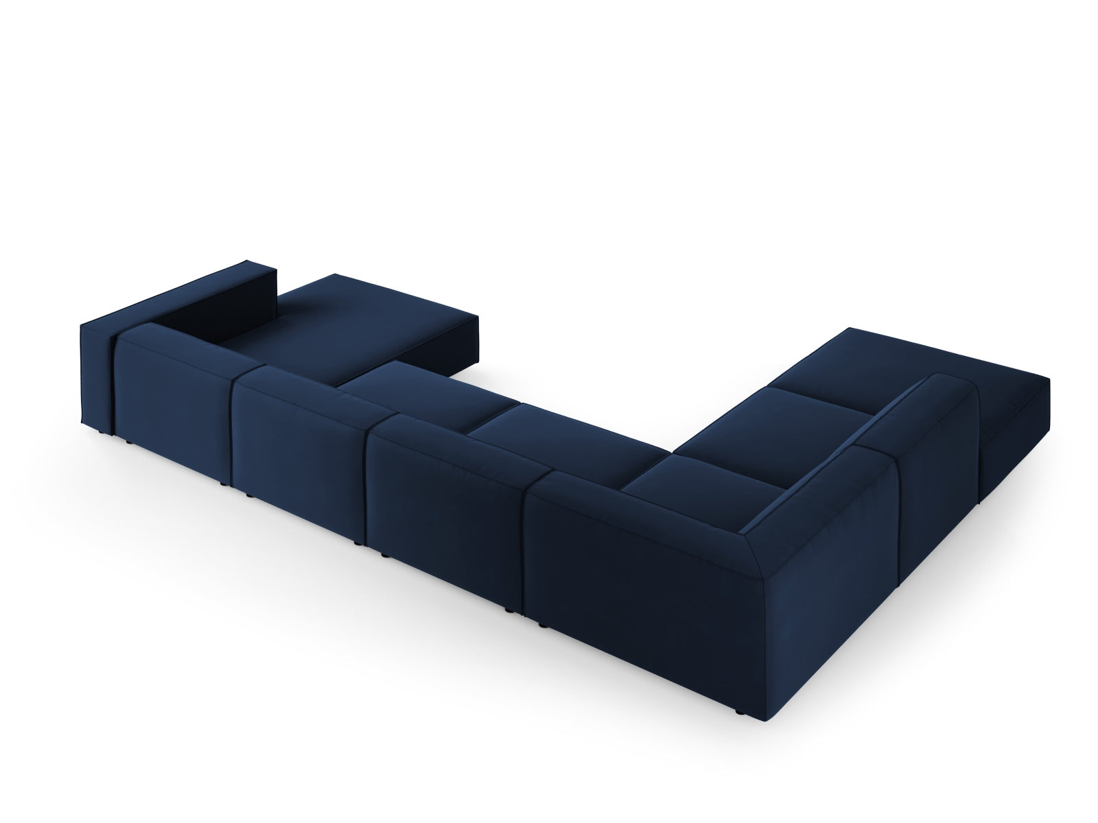 Arendal Velour Panoramic Ecksofa links 7 Sitzer in Royal Blue präsentiert im Onlineshop von KAQTU Design AG. Ecksofa links ist von Cosmopolitan Design