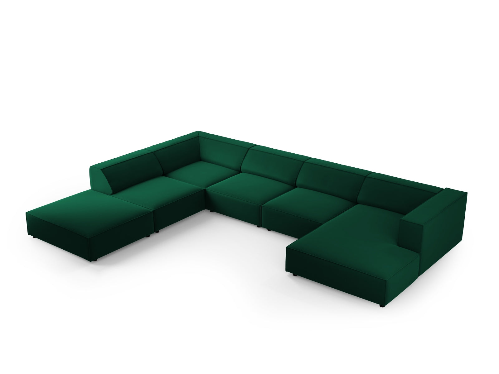Arendal Velour Panoramic Ecksofa links 7 Sitzer in Bottle Green präsentiert im Onlineshop von KAQTU Design AG. Ecksofa links ist von Cosmopolitan Design
